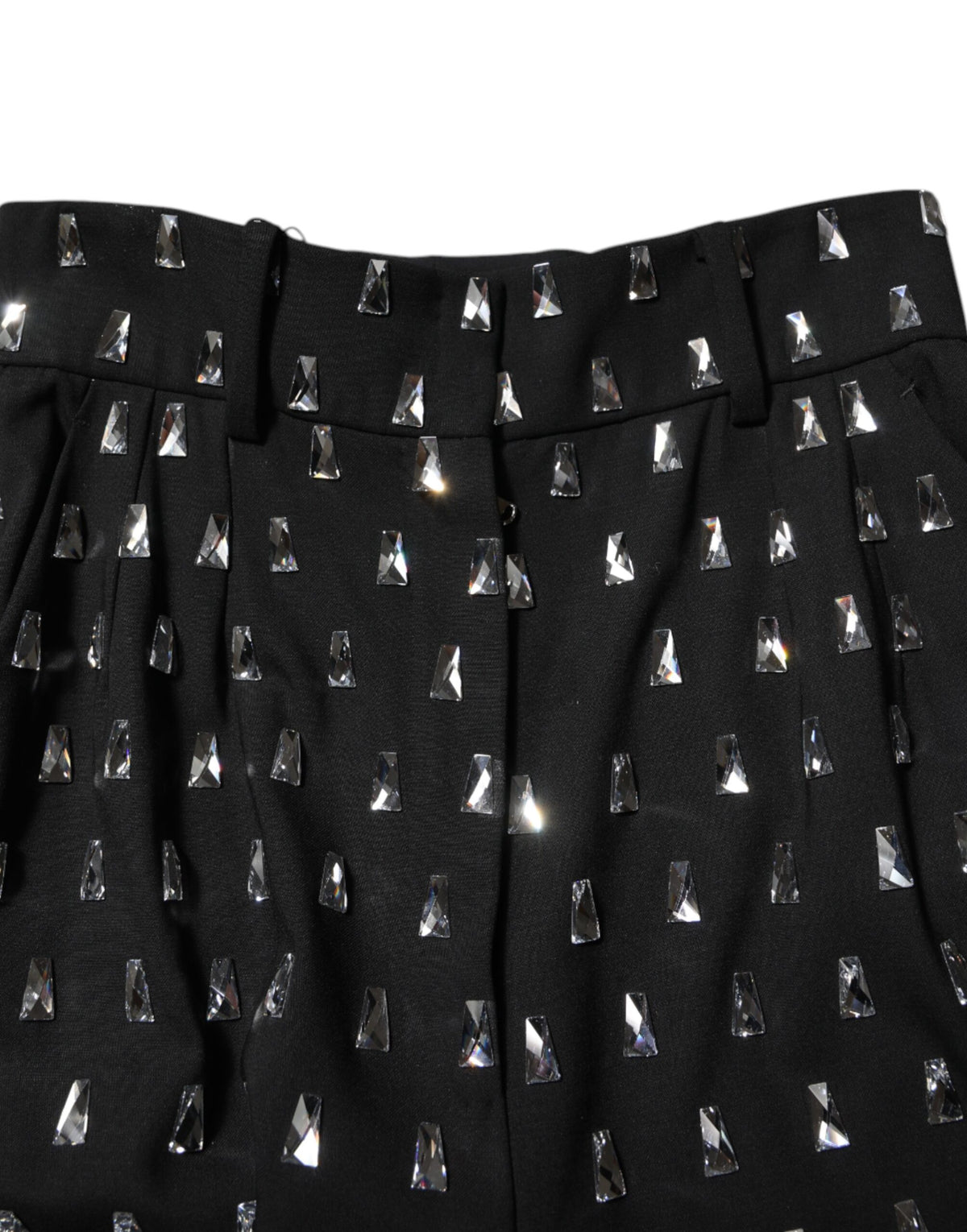 Dolce & Gabbana Black Crystal Embellished Wide Leg Women's Pants