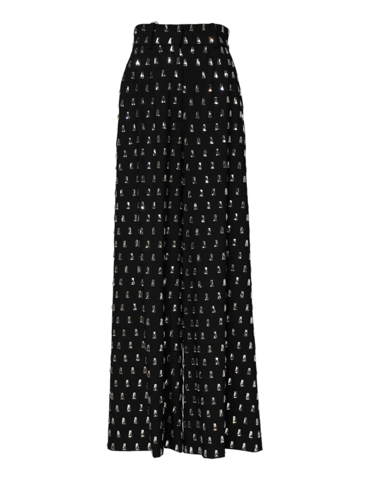 Dolce & Gabbana Black Crystal Embellished Wide Leg Women's Pants