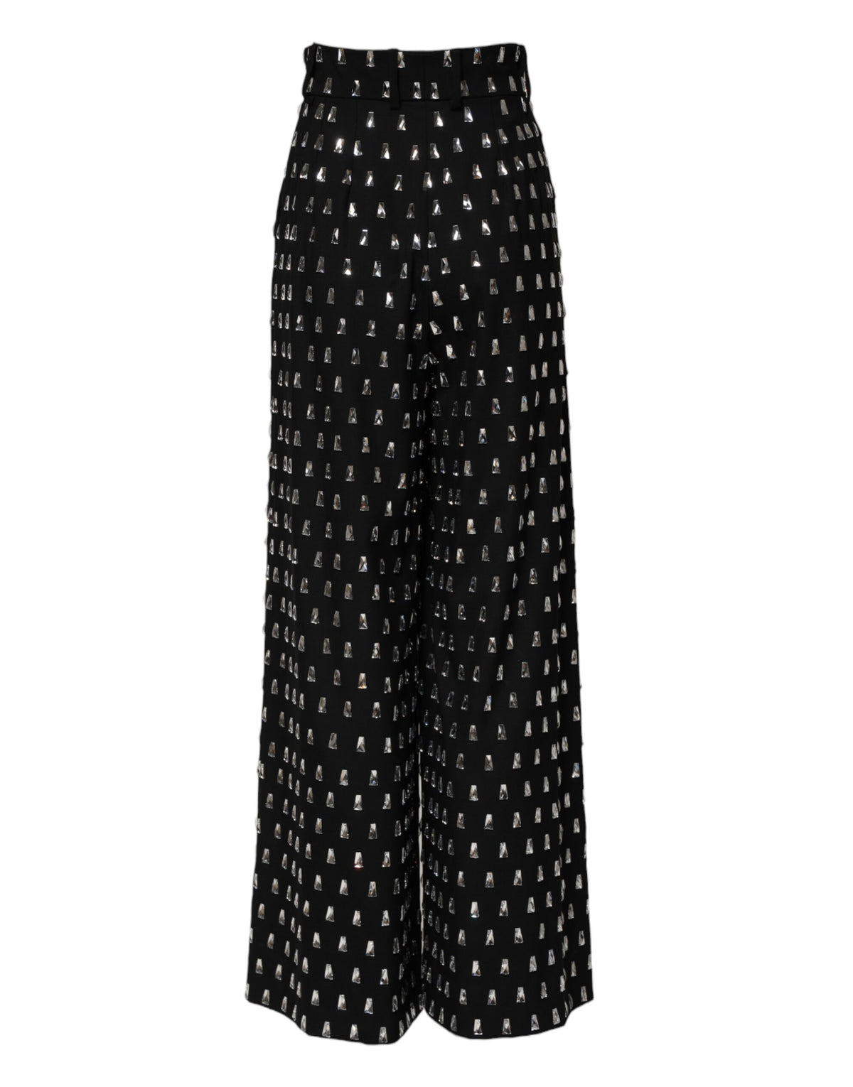 Dolce & Gabbana Black Crystal Embellished Wide Leg Women's Pants