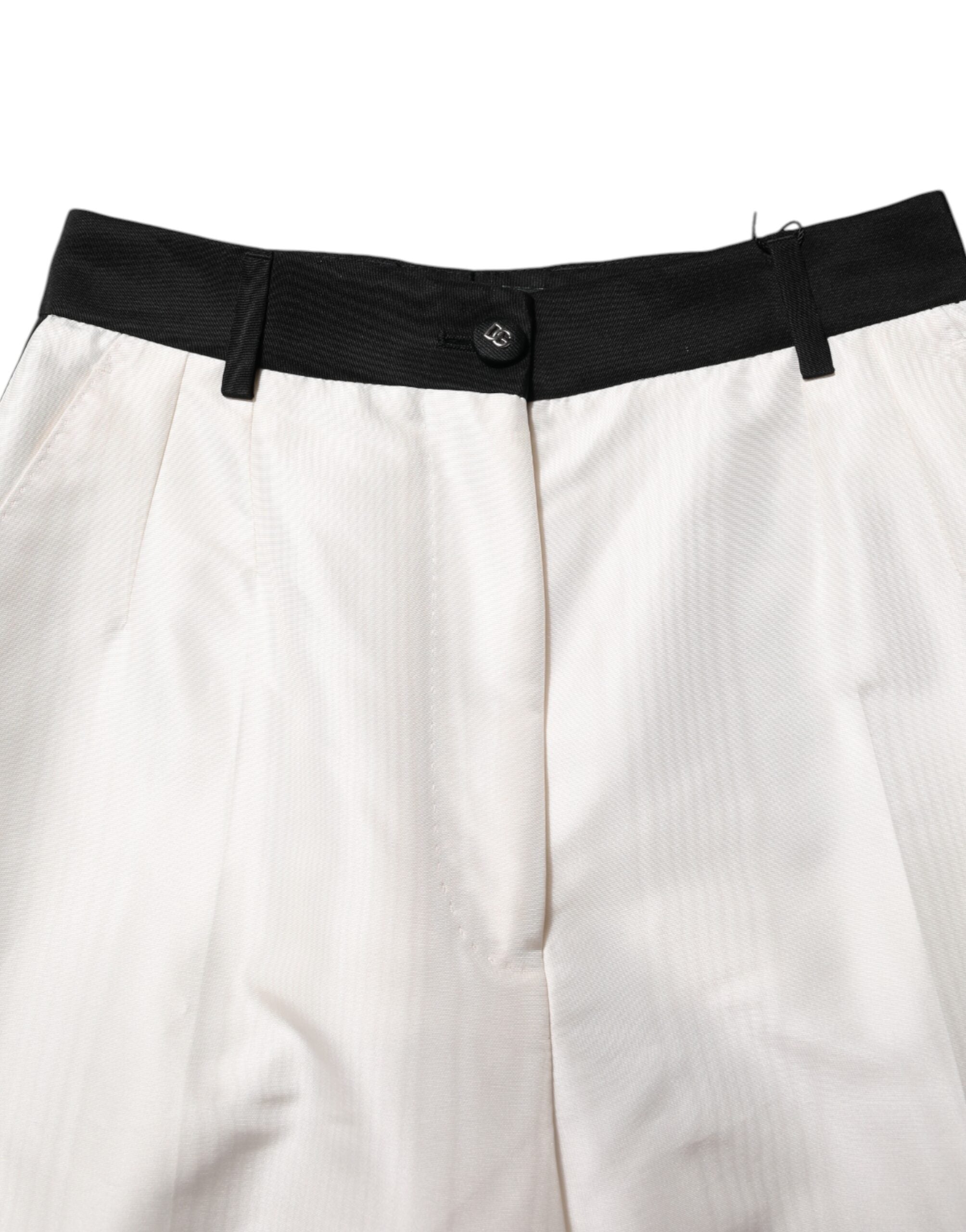 Dolce & Gabbana White High Waist Straight Dress Trouser Women's Pants
