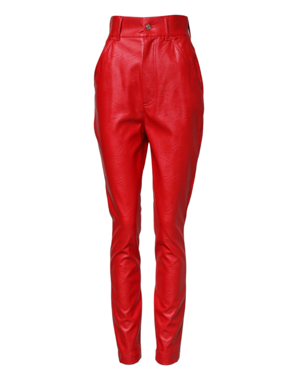 Dolce & Gabbana Red Viscose High Waist Tapered Trouser Women's Pants