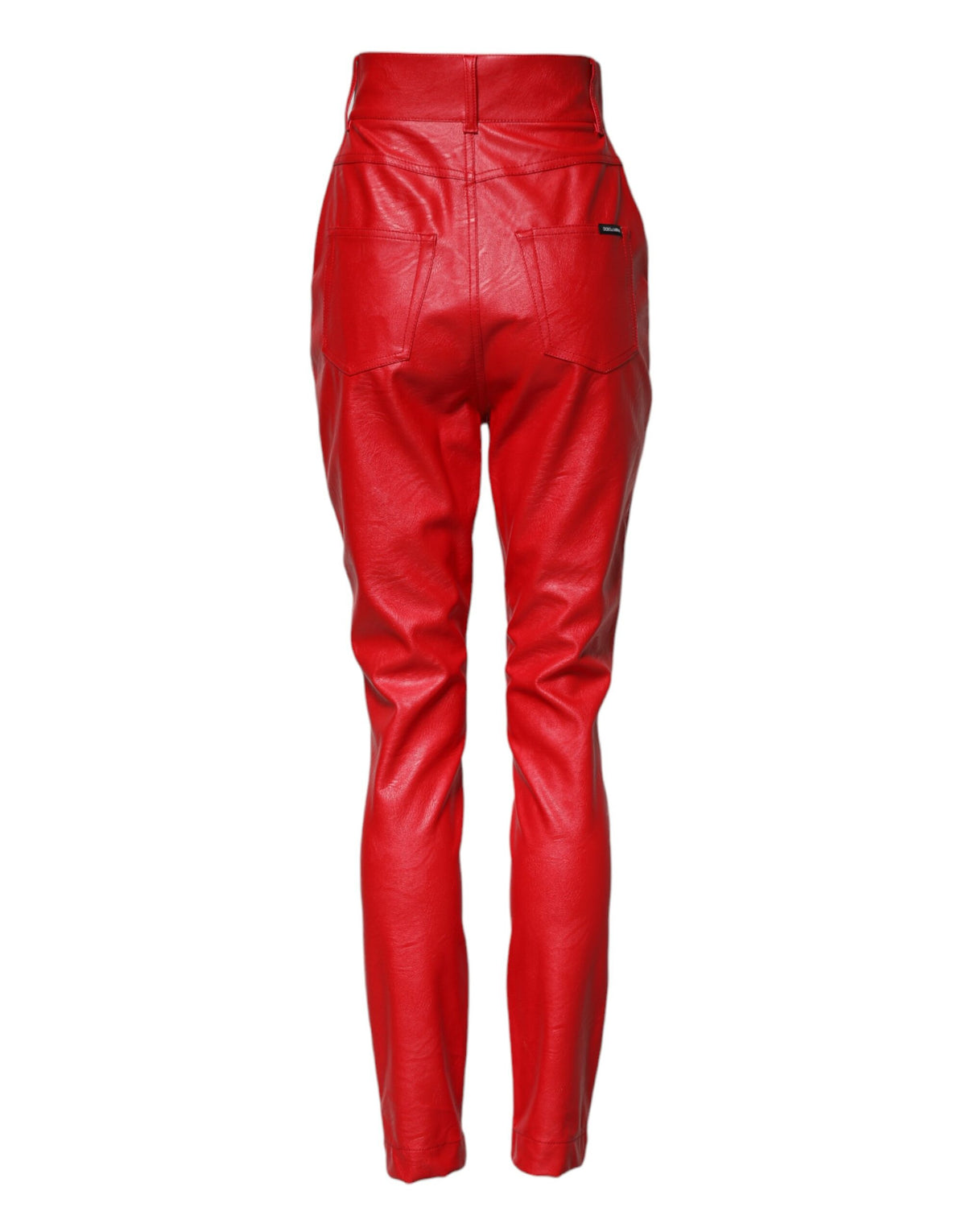 Dolce & Gabbana Red Viscose High Waist Tapered Trouser Women's Pants