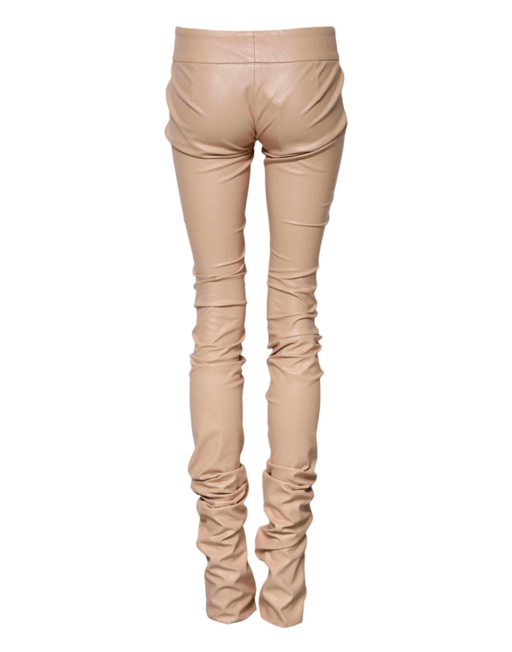 Dolce & Gabbana Beige Lace Details Mid Waist Skinny Women's Pants