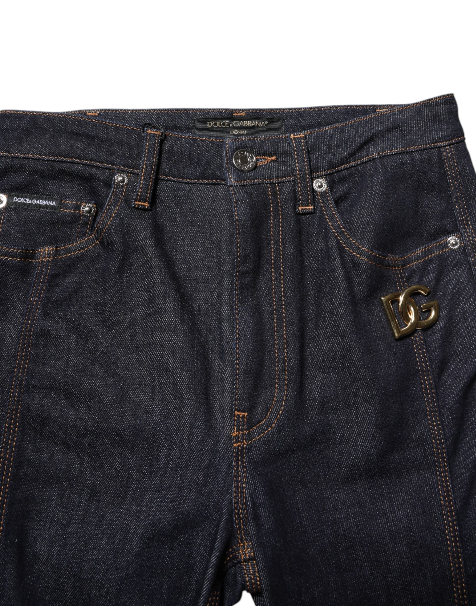 Dolce & Gabbana Black Cotton Mid Waist Bootcut Denim Women's Jeans