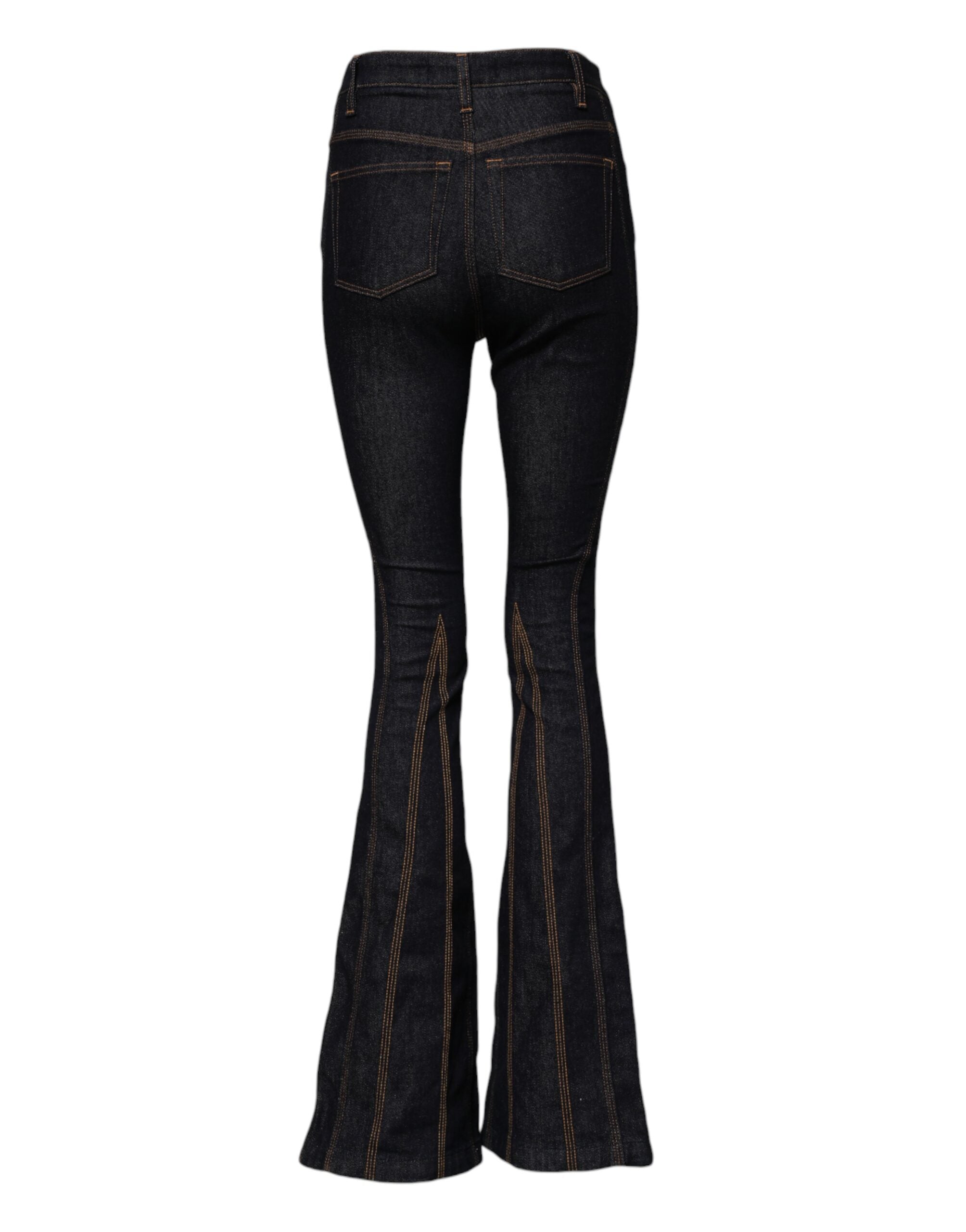 Dolce & Gabbana Black Cotton Mid Waist Bootcut Denim Women's Jeans