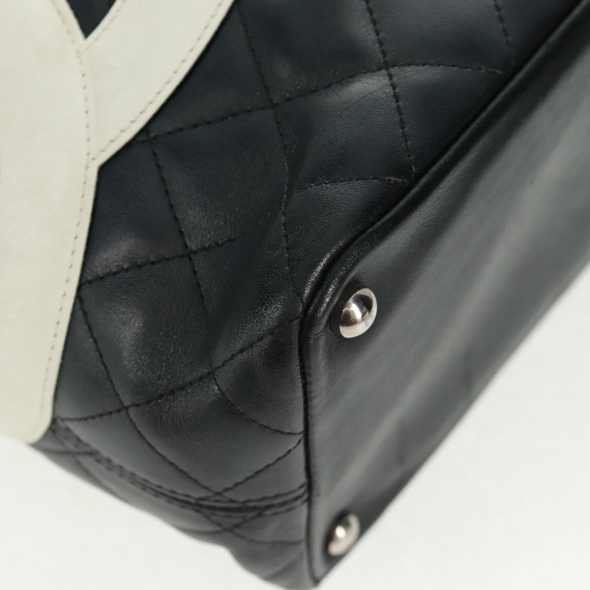 Chanel Cambon Tote Quilted Leather Black Leather Tote Bag Bag (Pre-Owned)