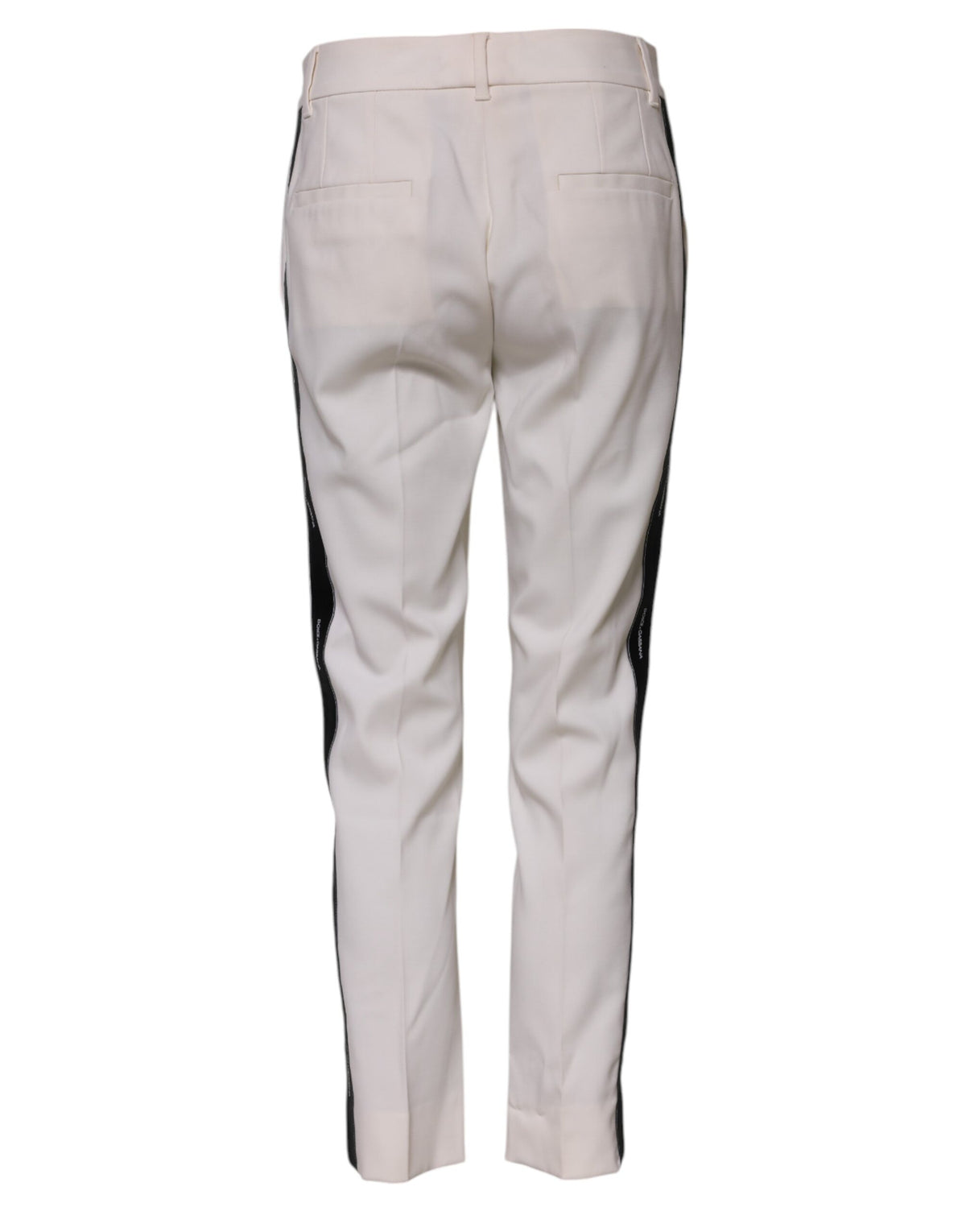 Dolce & Gabbana White Wool Mid Waist Tapered Trouser Women's Pants