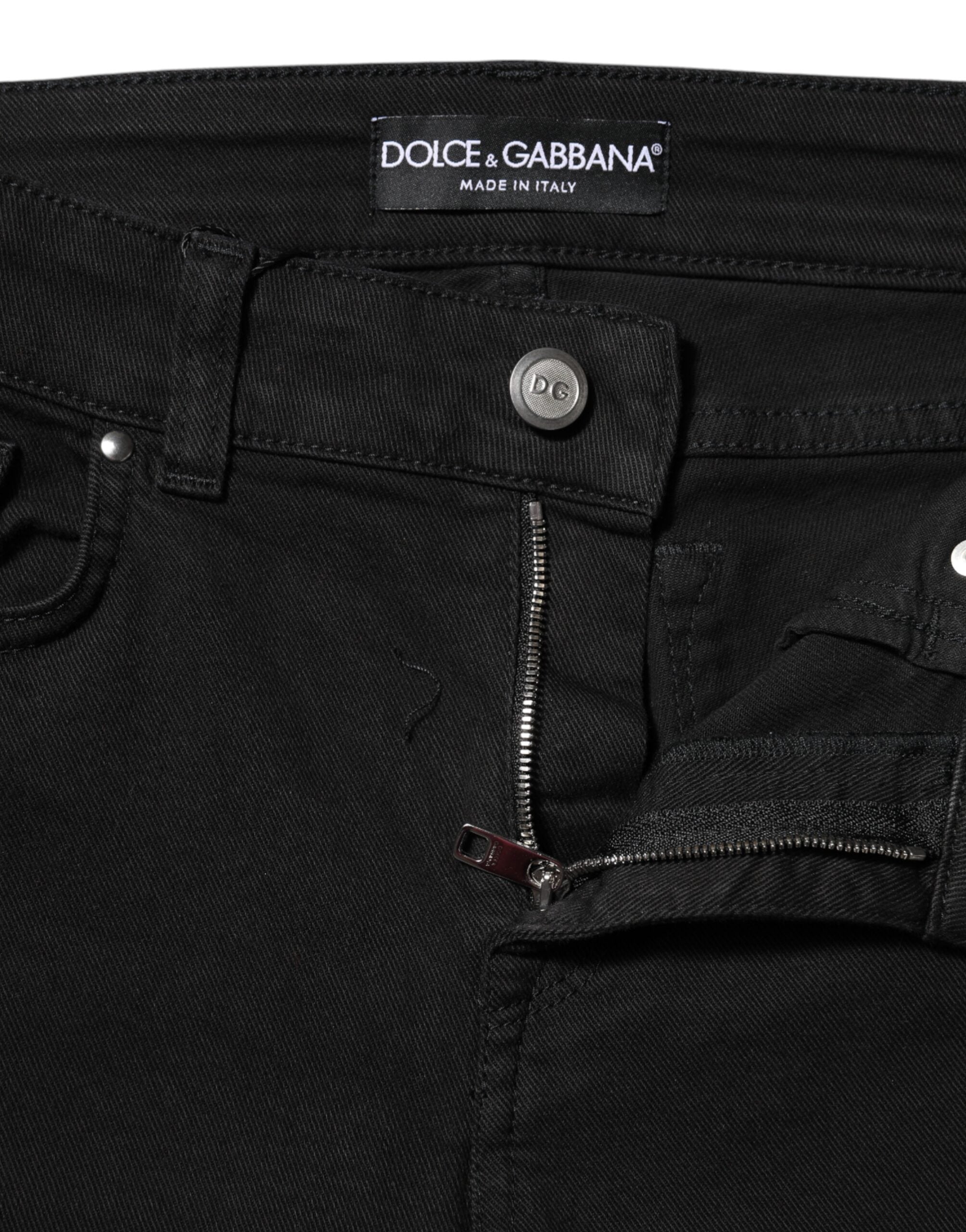 Dolce & Gabbana Black Cotton Logo Skinny MidWaist Denim Women's Jeans