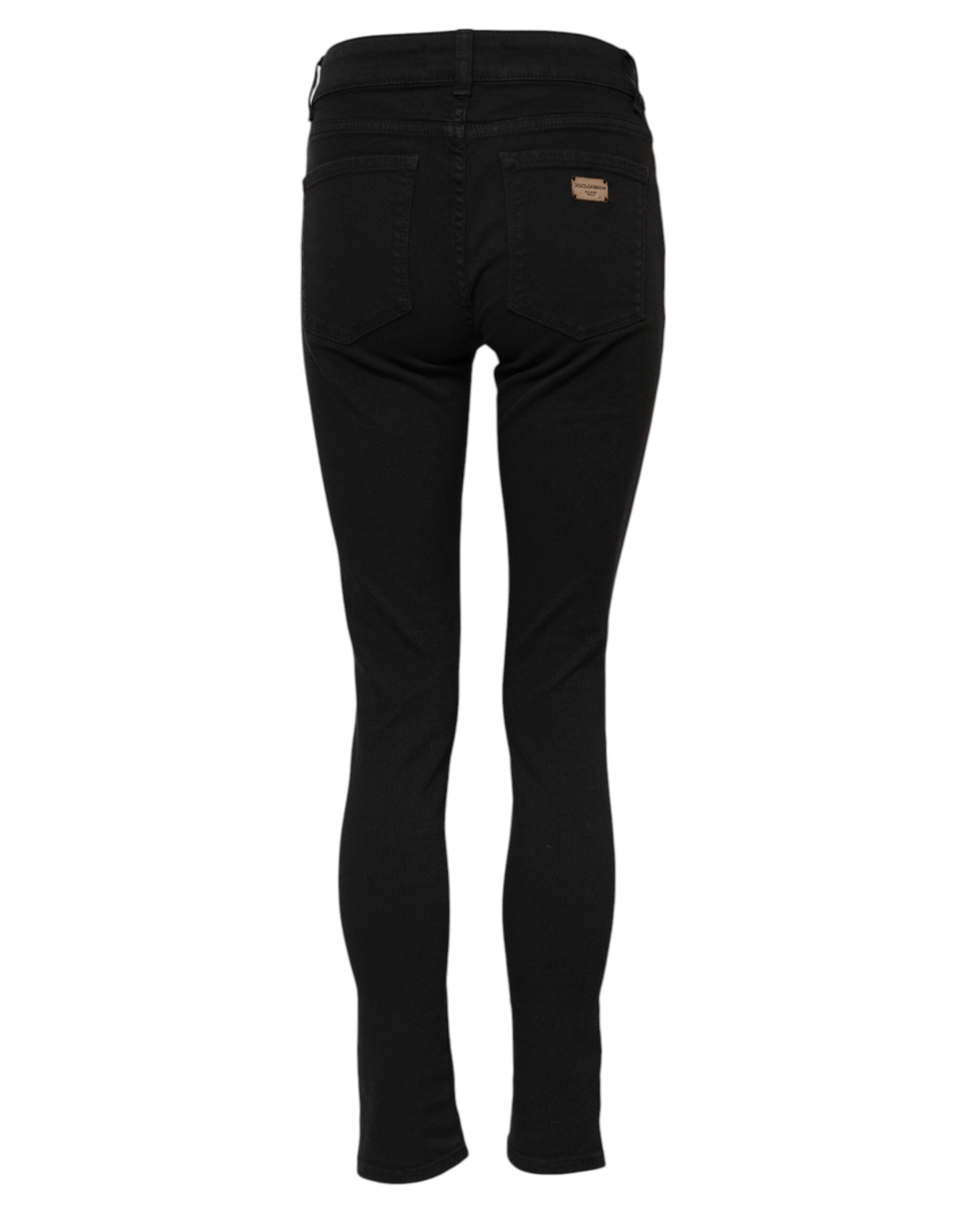 Dolce & Gabbana Black Cotton Logo Skinny MidWaist Denim Women's Jeans