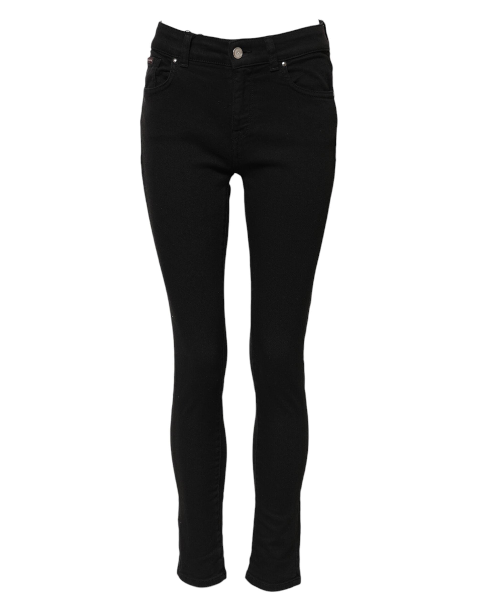 Dolce & Gabbana Black Cotton Logo Skinny MidWaist Denim Women's Jeans