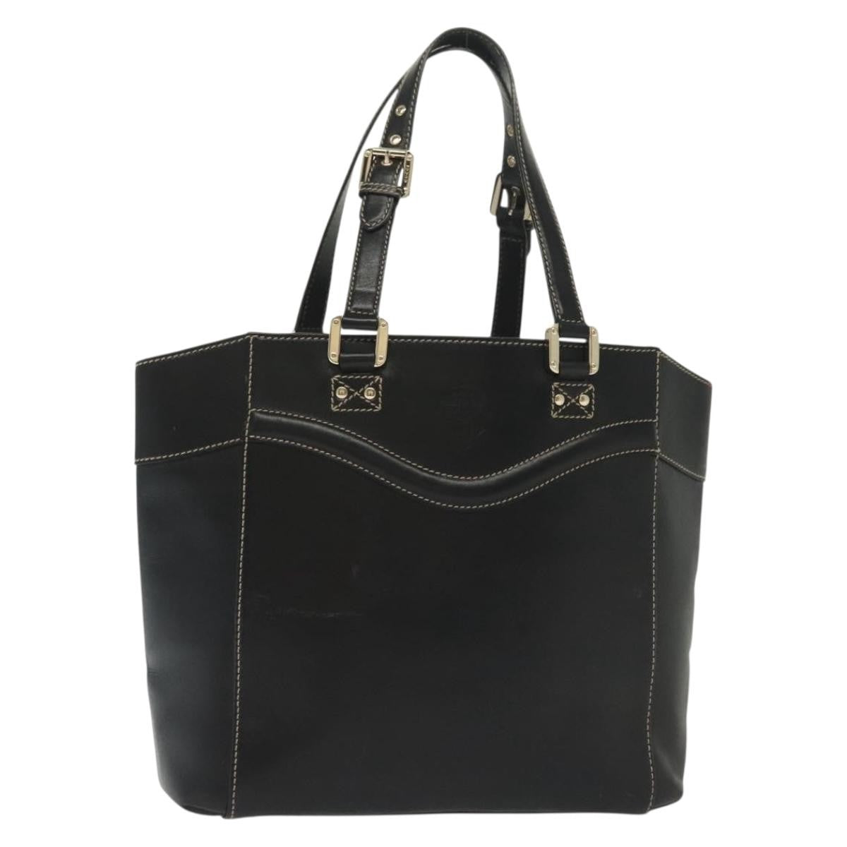 Gucci Tote Leather Black Leather Tote Bag Bag (Pre-Owned)