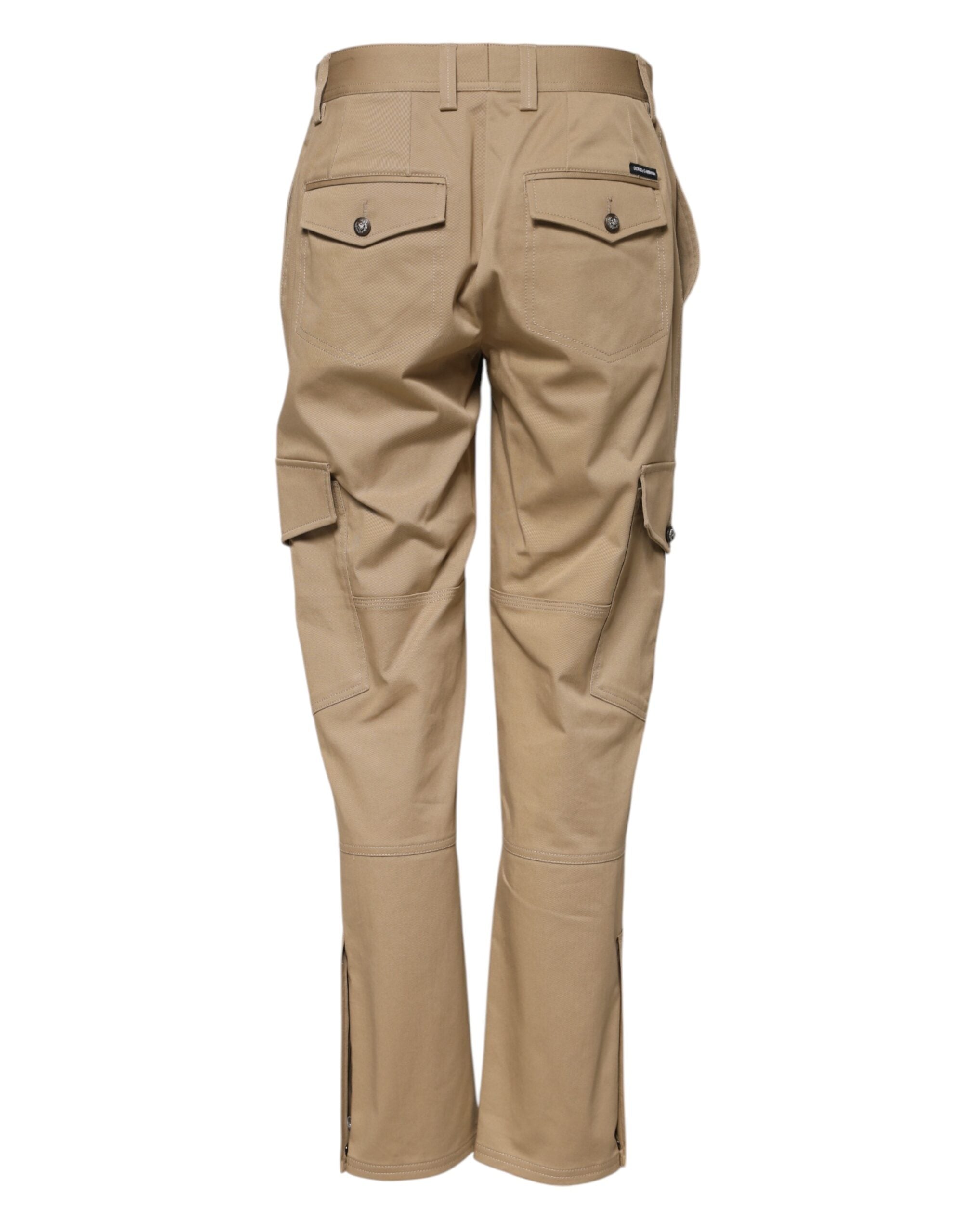 Dolce & Gabbana Beige Mid Waist Cargo Tapered Women's Pants