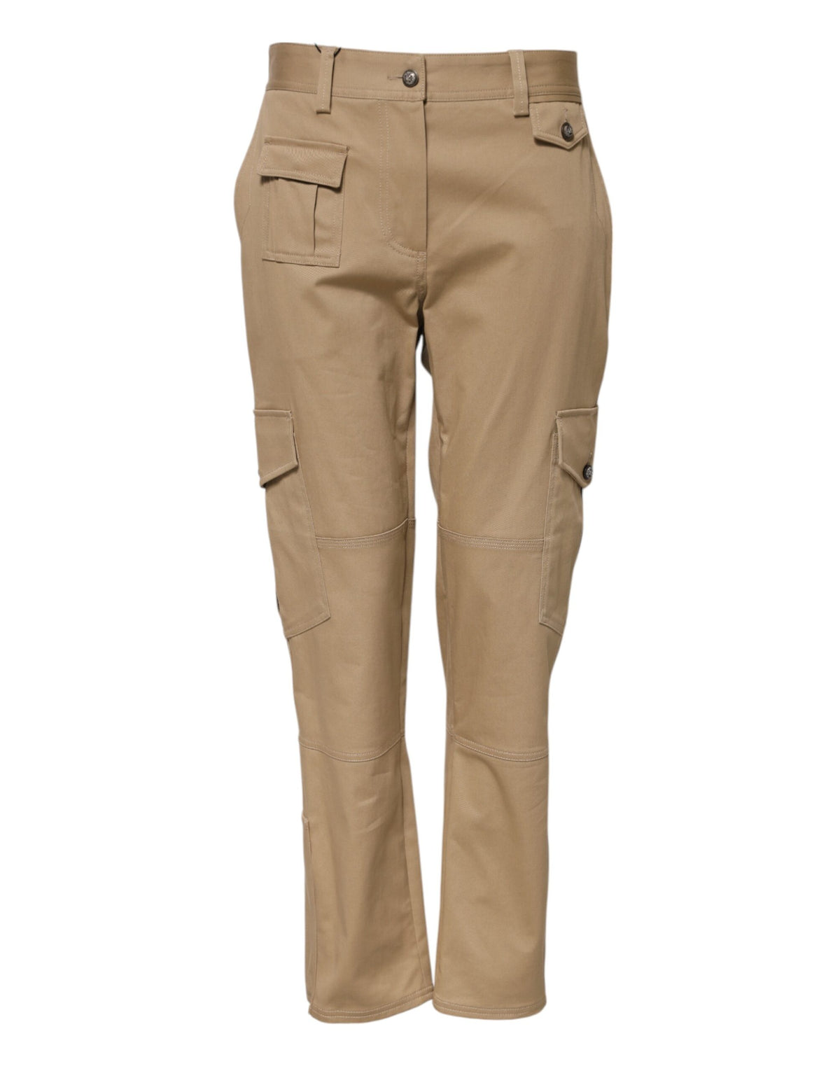 Dolce & Gabbana Beige Mid Waist Cargo Tapered Women's Pants