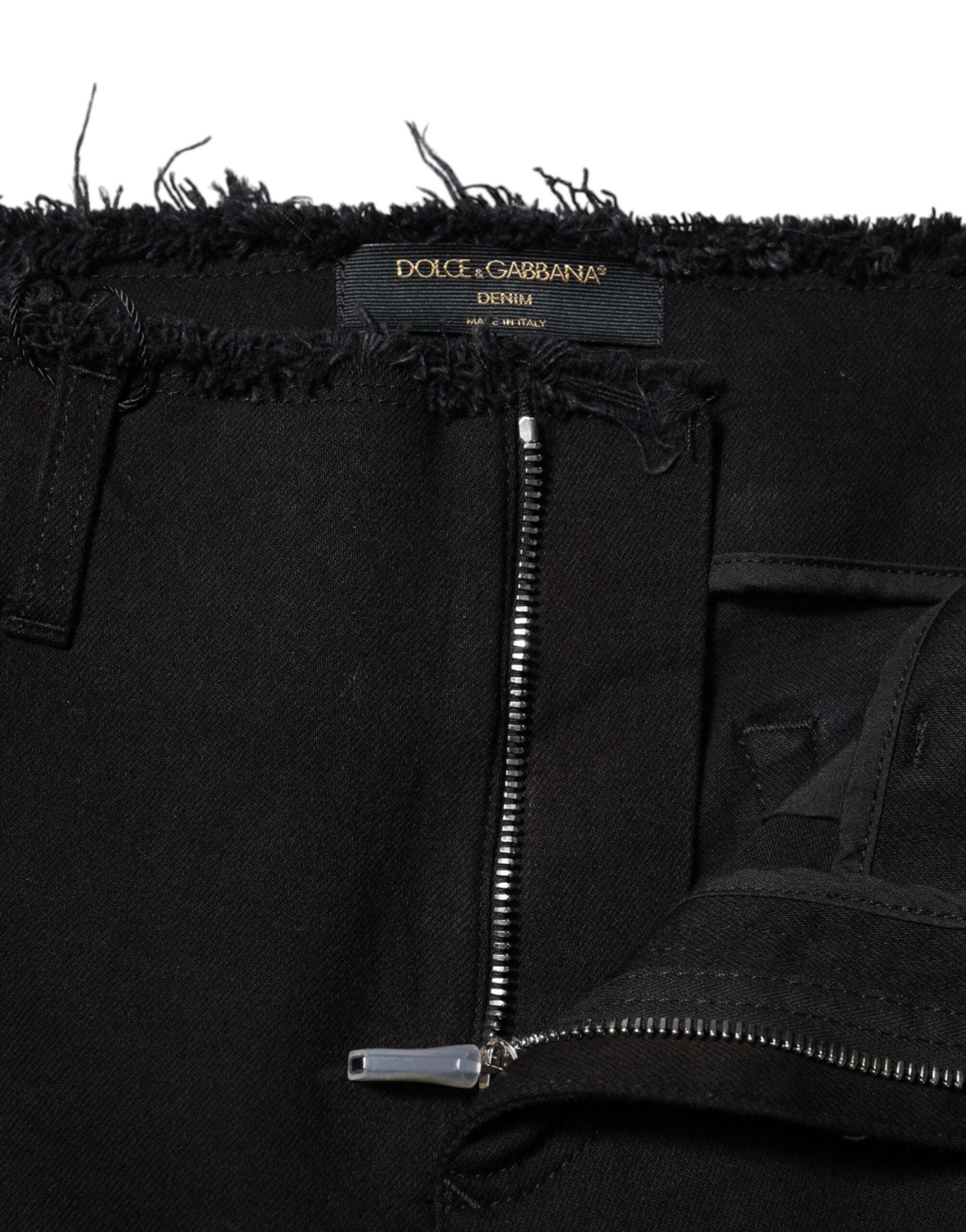 Dolce & Gabbana Black Cotton Mid Waist Flared Denim Women's Jeans