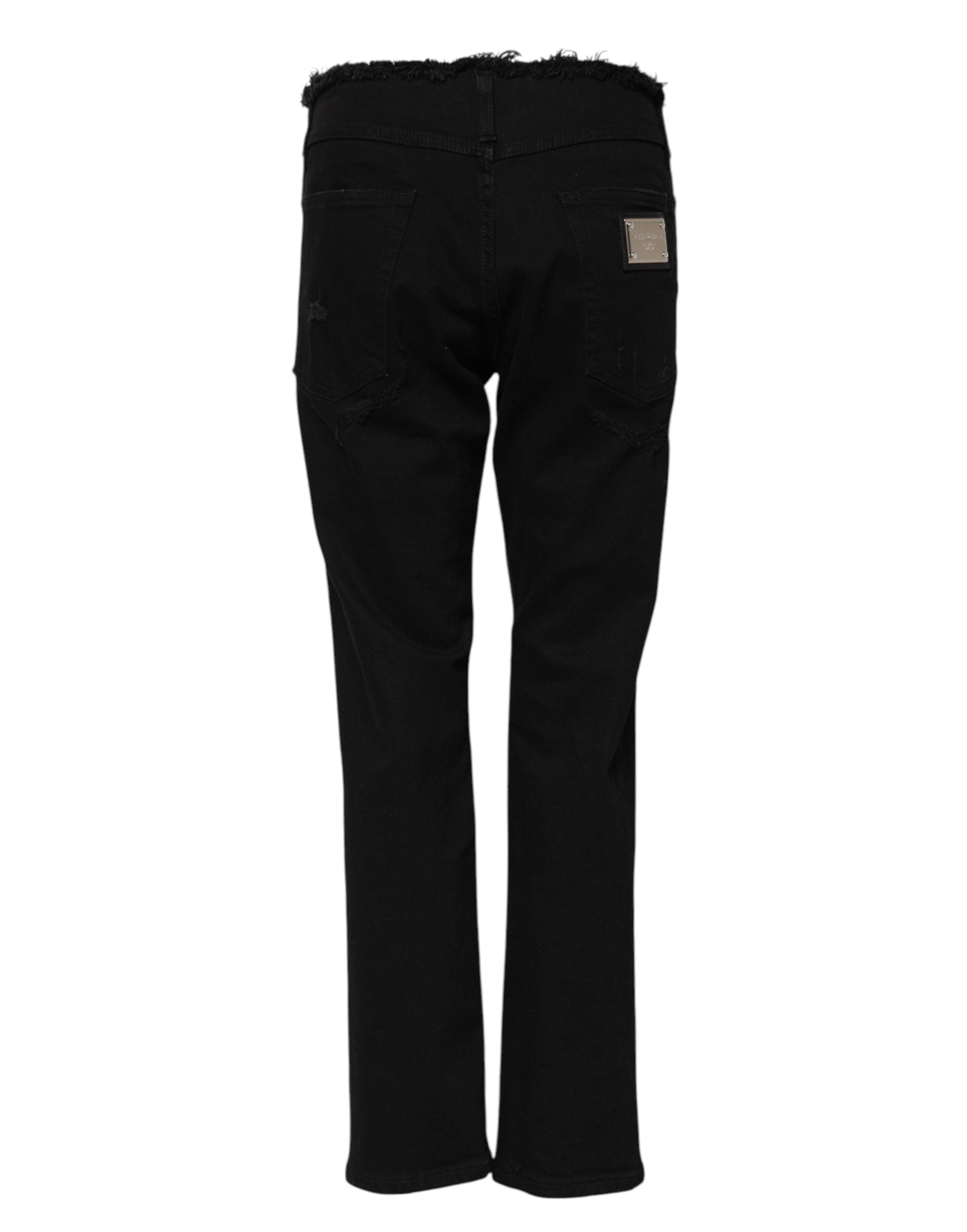 Dolce & Gabbana Black Cotton Mid Waist Flared Denim Women's Jeans