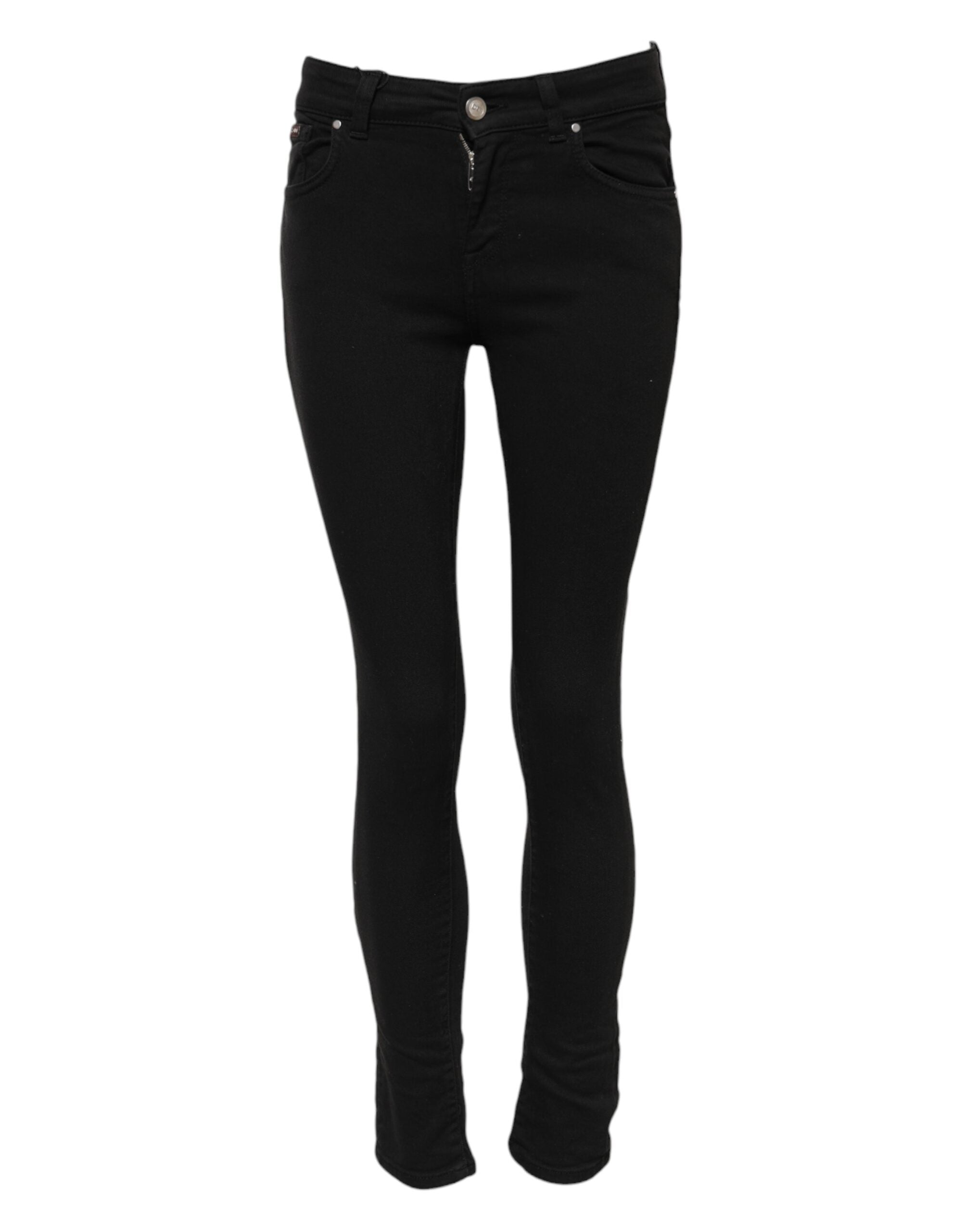 Dolce & Gabbana Black Cotton Skinny Mid Waist Denim Women's Jeans