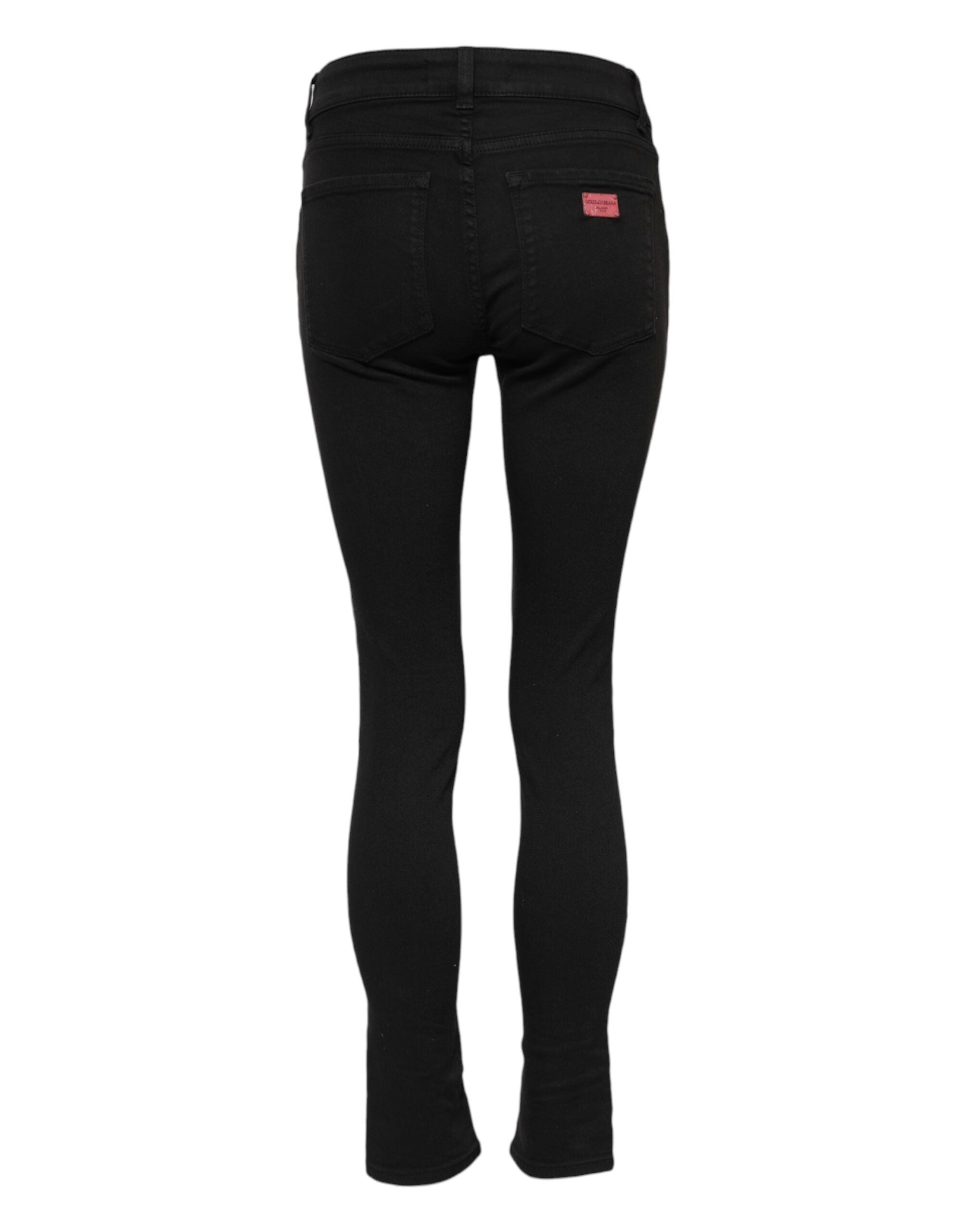 Dolce & Gabbana Black Cotton Skinny Mid Waist Denim Women's Jeans