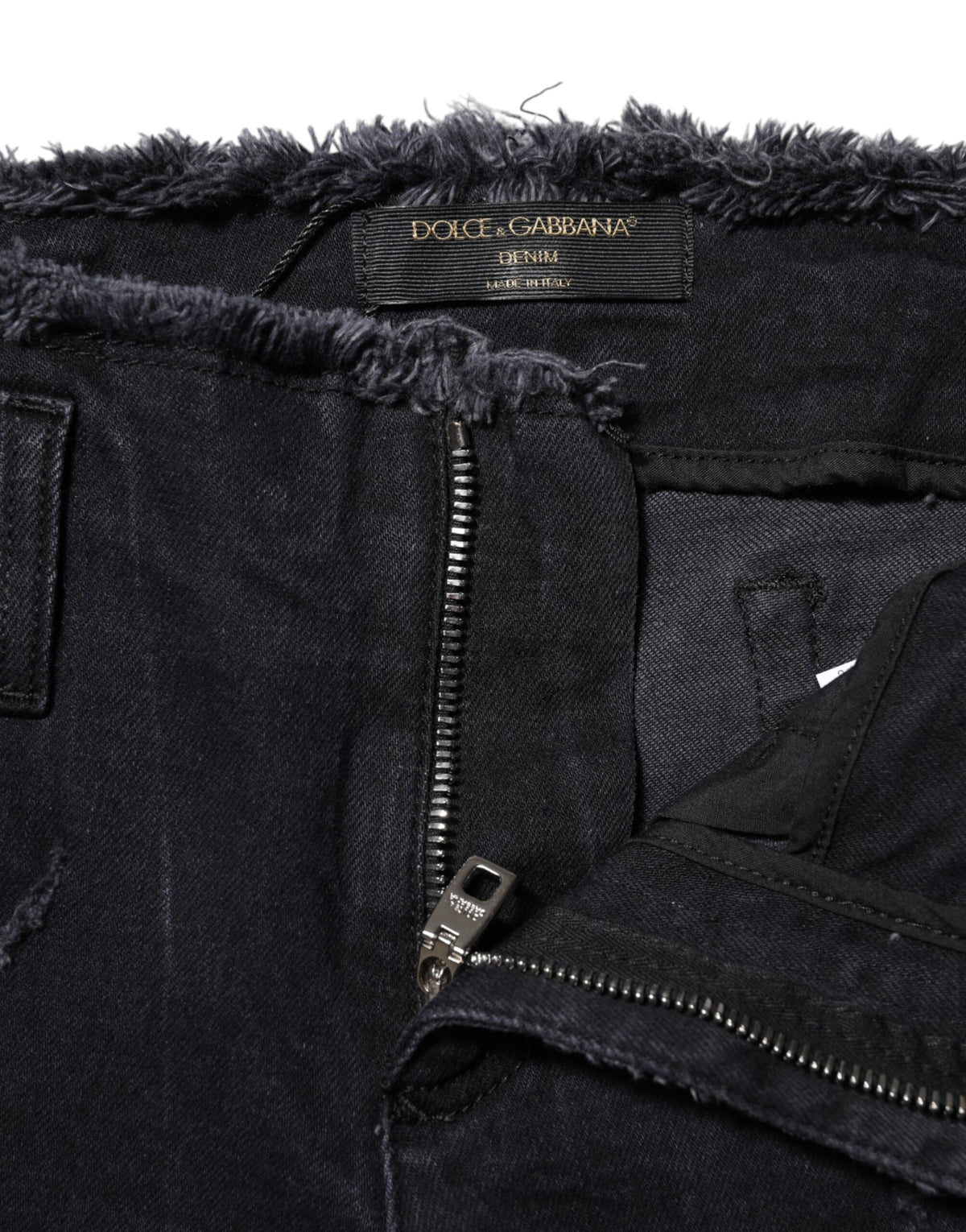 Dolce & Gabbana Black Cotton Tattered Skinny Denim Women's Jeans