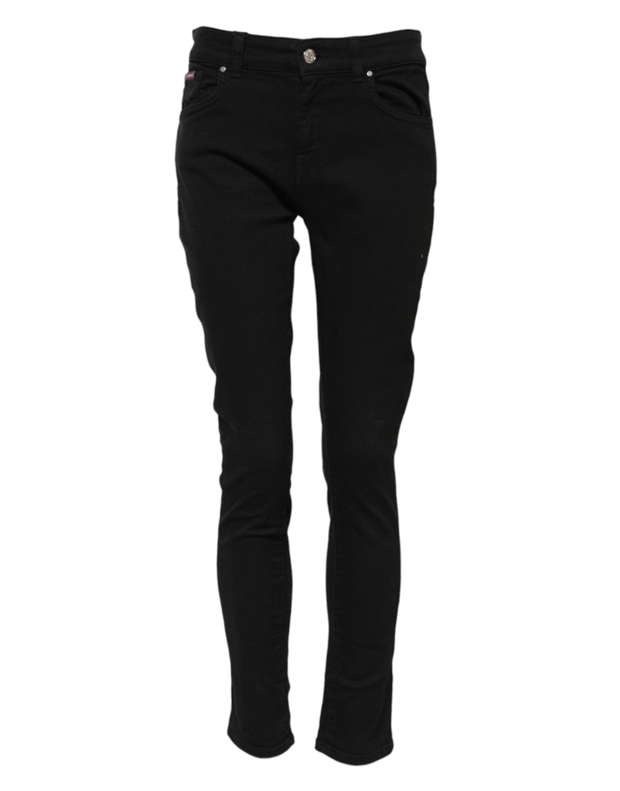 Dolce & Gabbana Black Cotton Skinny Mid Waist Denim Women's Jeans
