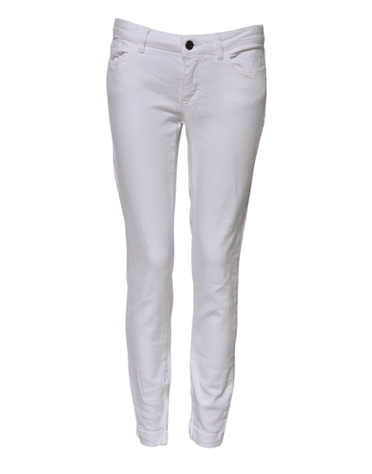 Dolce & Gabbana White Cotton Low Waist Skinny Denim Women's Jeans (Pre-Owned)