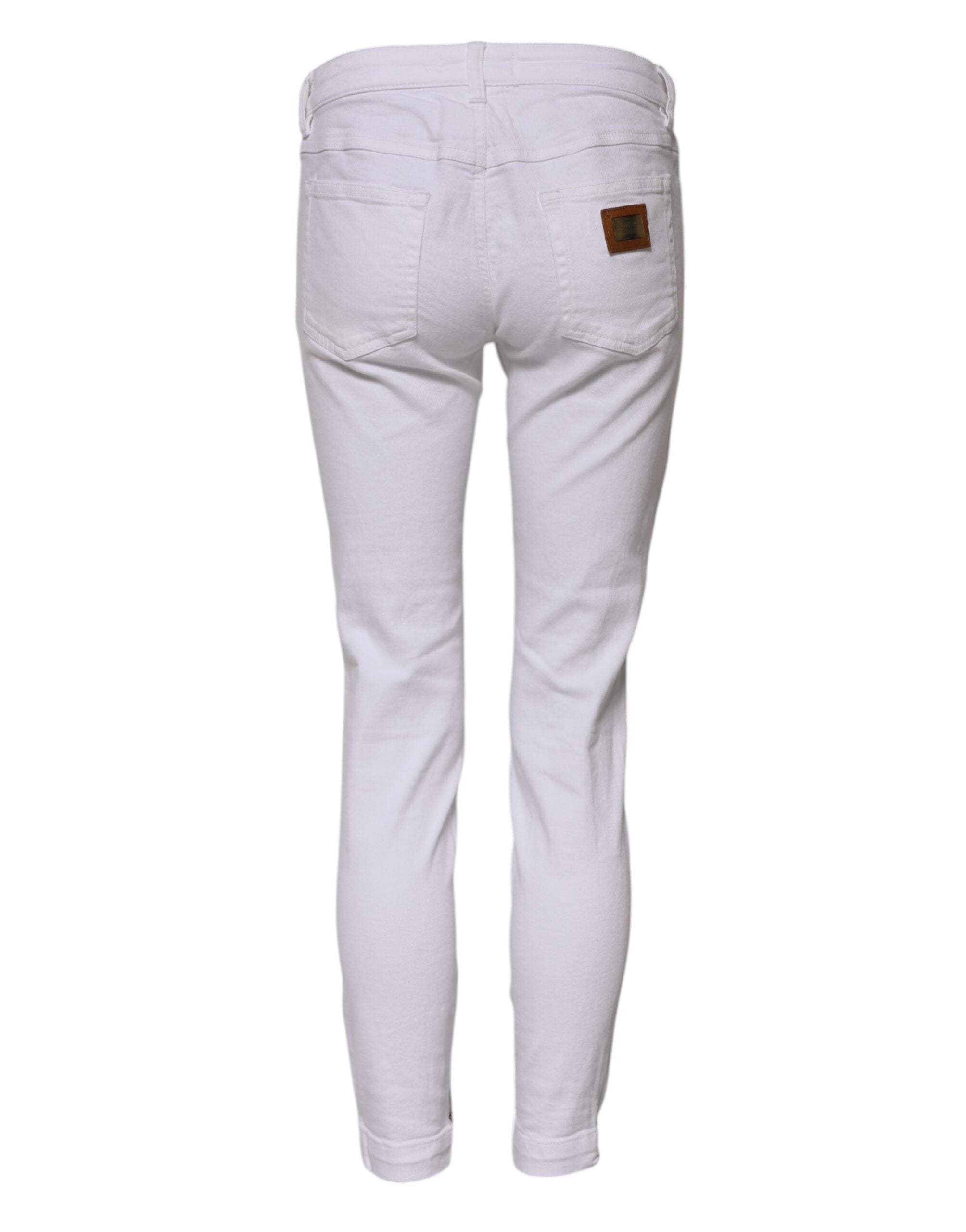 Dolce & Gabbana White Cotton Low Waist Skinny Denim Women's Jeans (Pre-Owned)