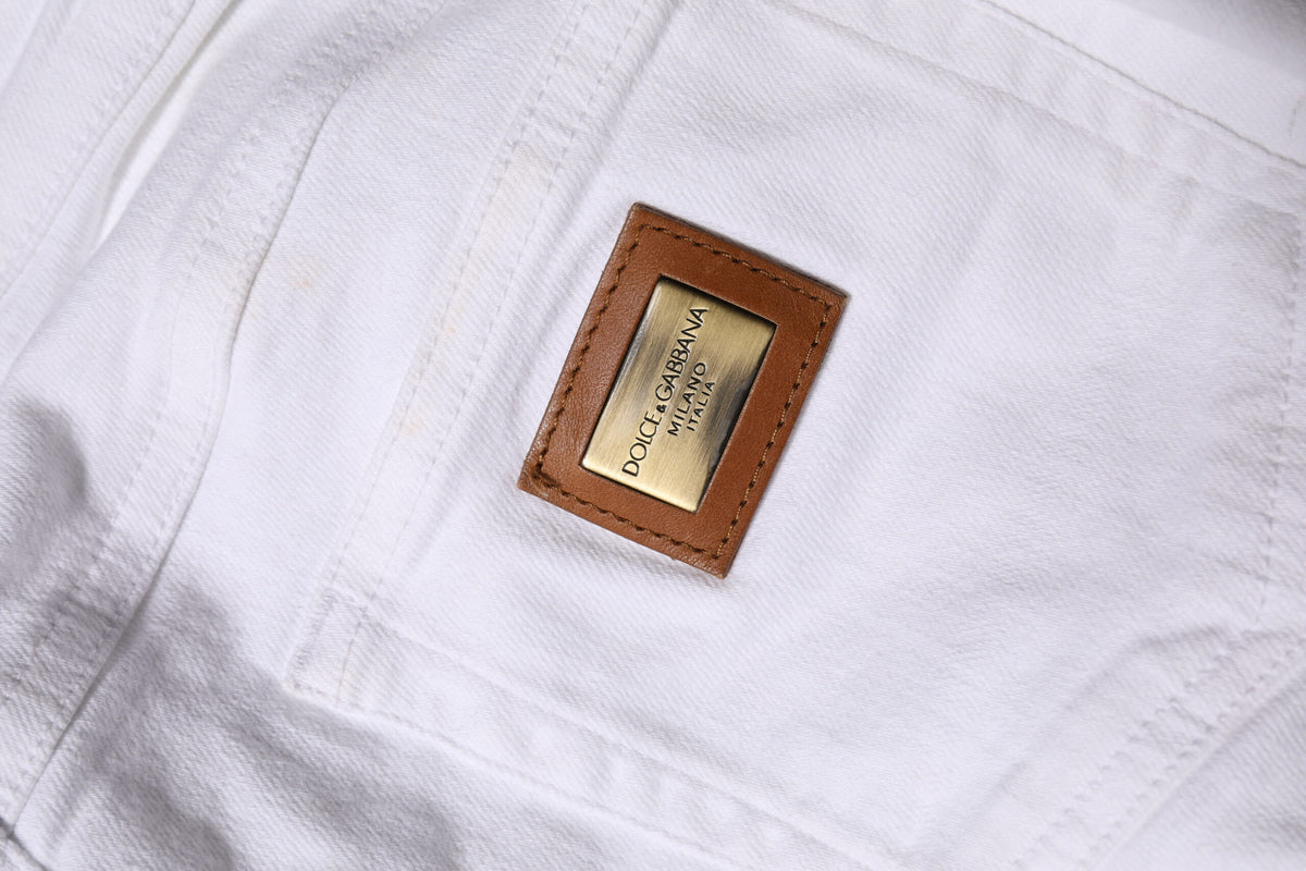Dolce & Gabbana White Cotton Low Waist Skinny Denim Women's Jeans (Pre-Owned)