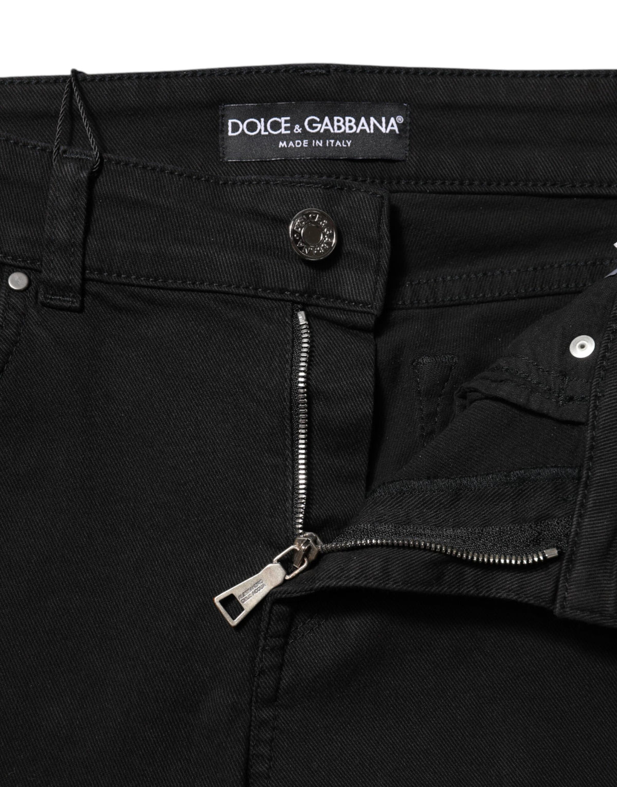 Dolce & Gabbana Black Cotton Logo Skinny Mid Waist Denim Women's Jeans
