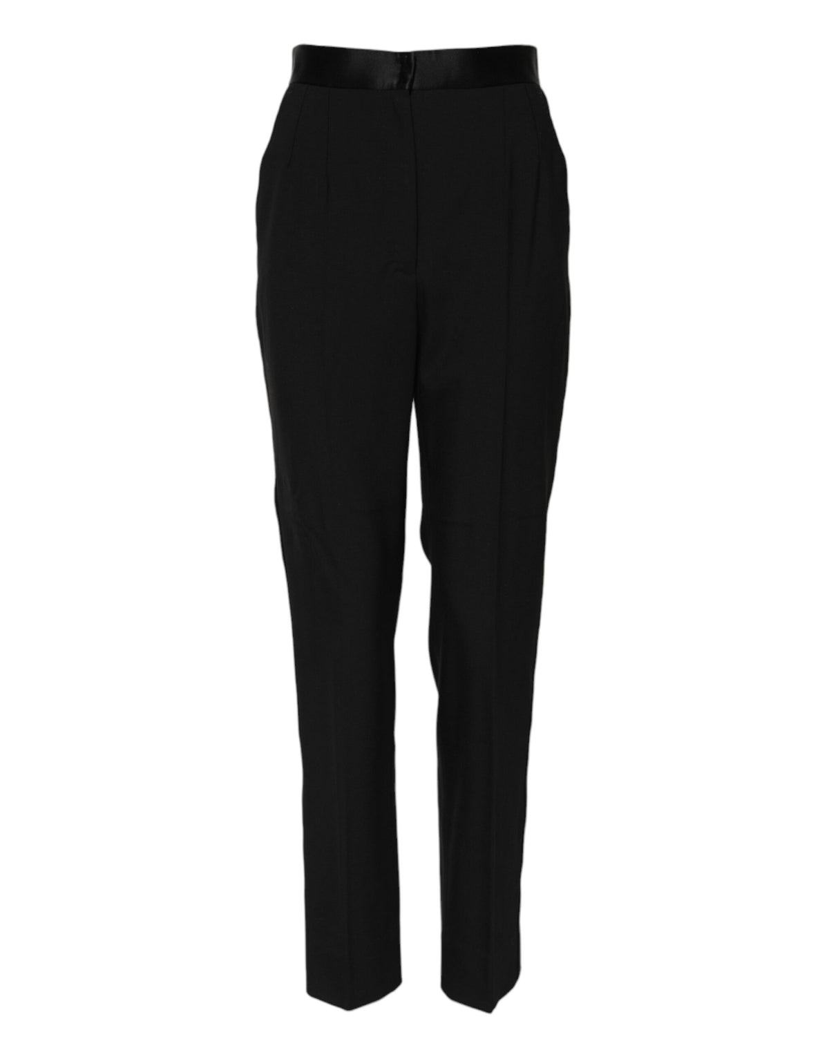 Dolce & Gabbana Black Wool Tapered High Waist Women's Pants