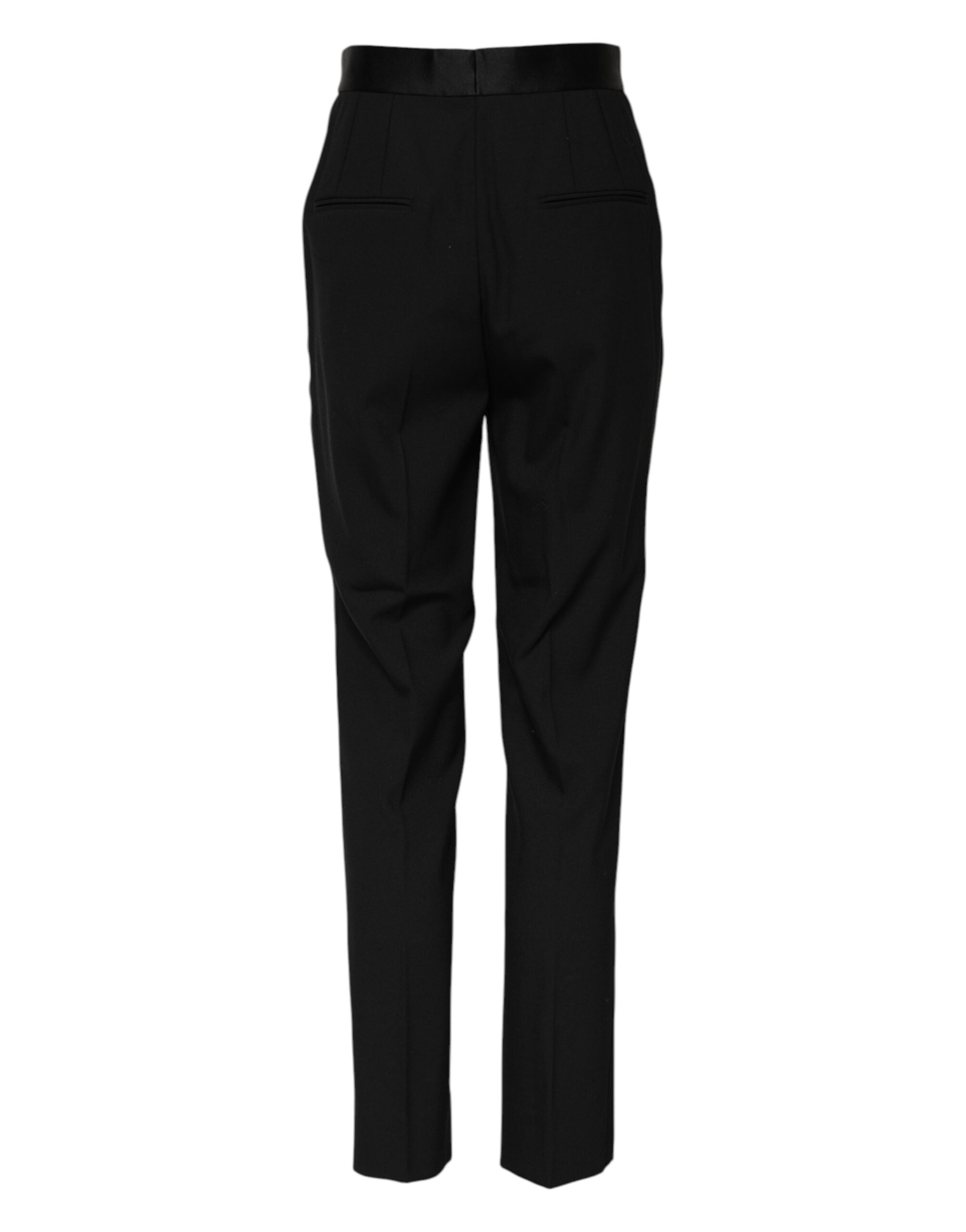 Dolce & Gabbana Black Wool Tapered High Waist Women's Pants