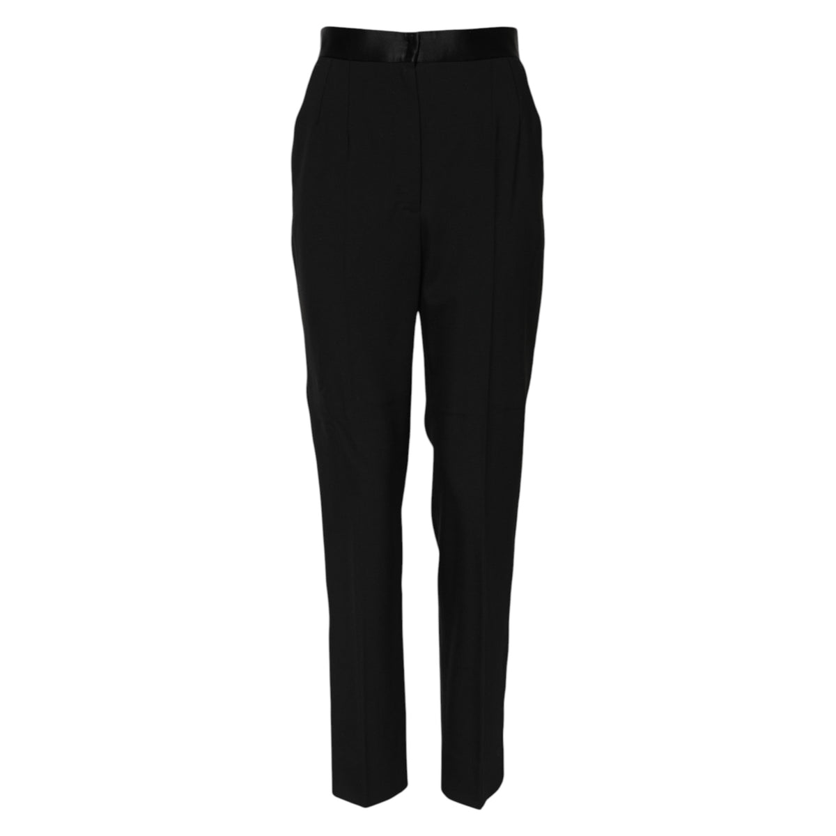 Dolce & Gabbana Black Wool Tapered High Waist Women's Pants