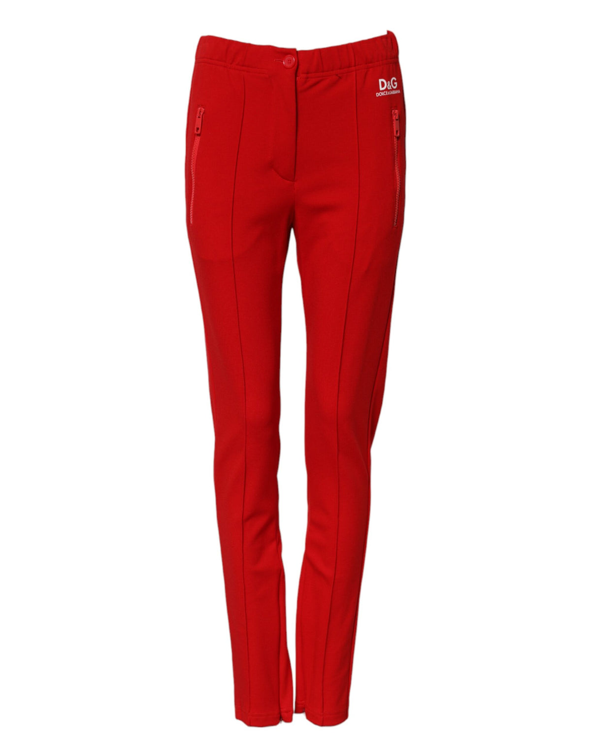 Dolce & Gabbana Red Mid Waist Slim Fit Women's Pants