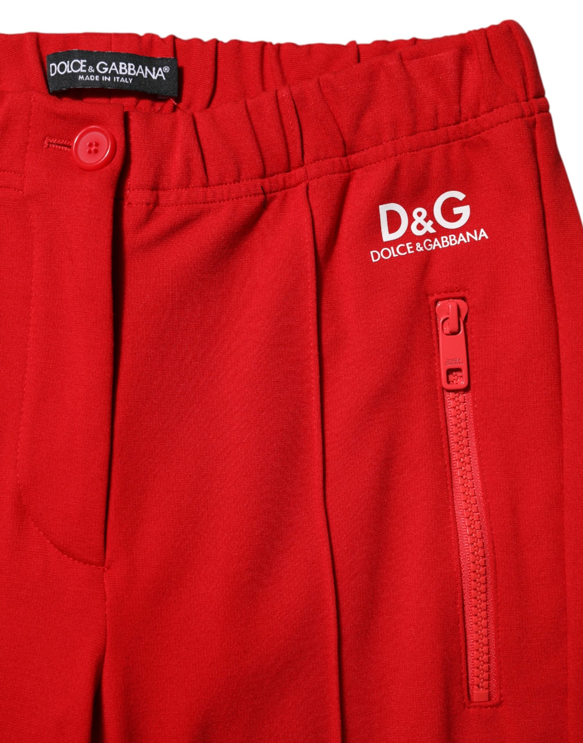 Dolce & Gabbana Red Mid Waist Slim Fit Women's Pants