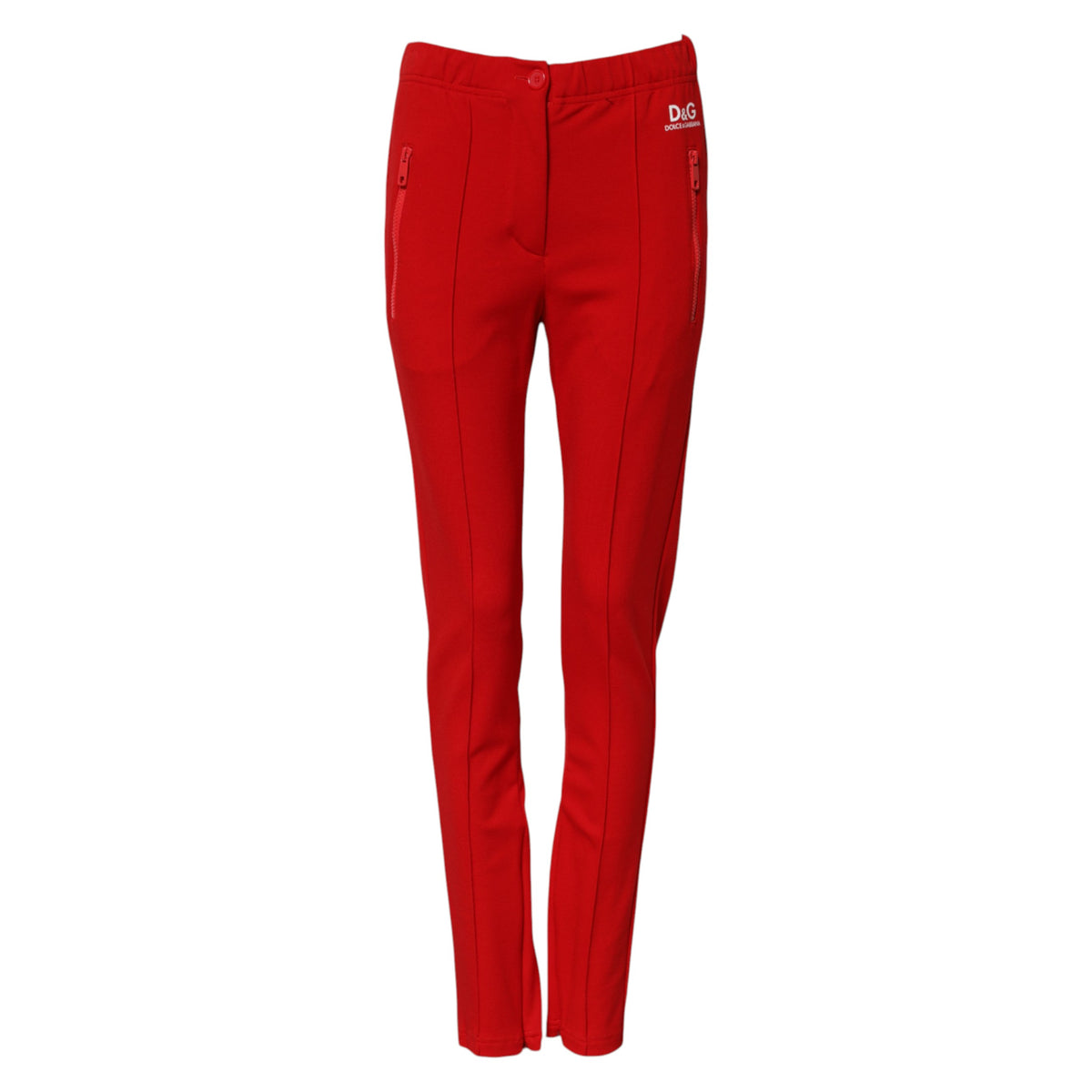 Dolce & Gabbana Red Mid Waist Slim Fit Women's Pants