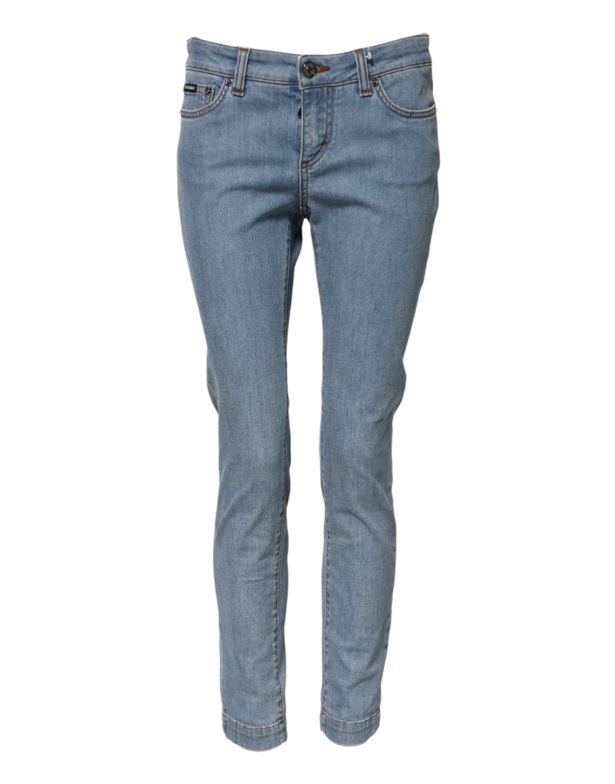 Dolce & Gabbana Blue Cotton PRETTY MidWaist Skinny Denim Women's Jeans