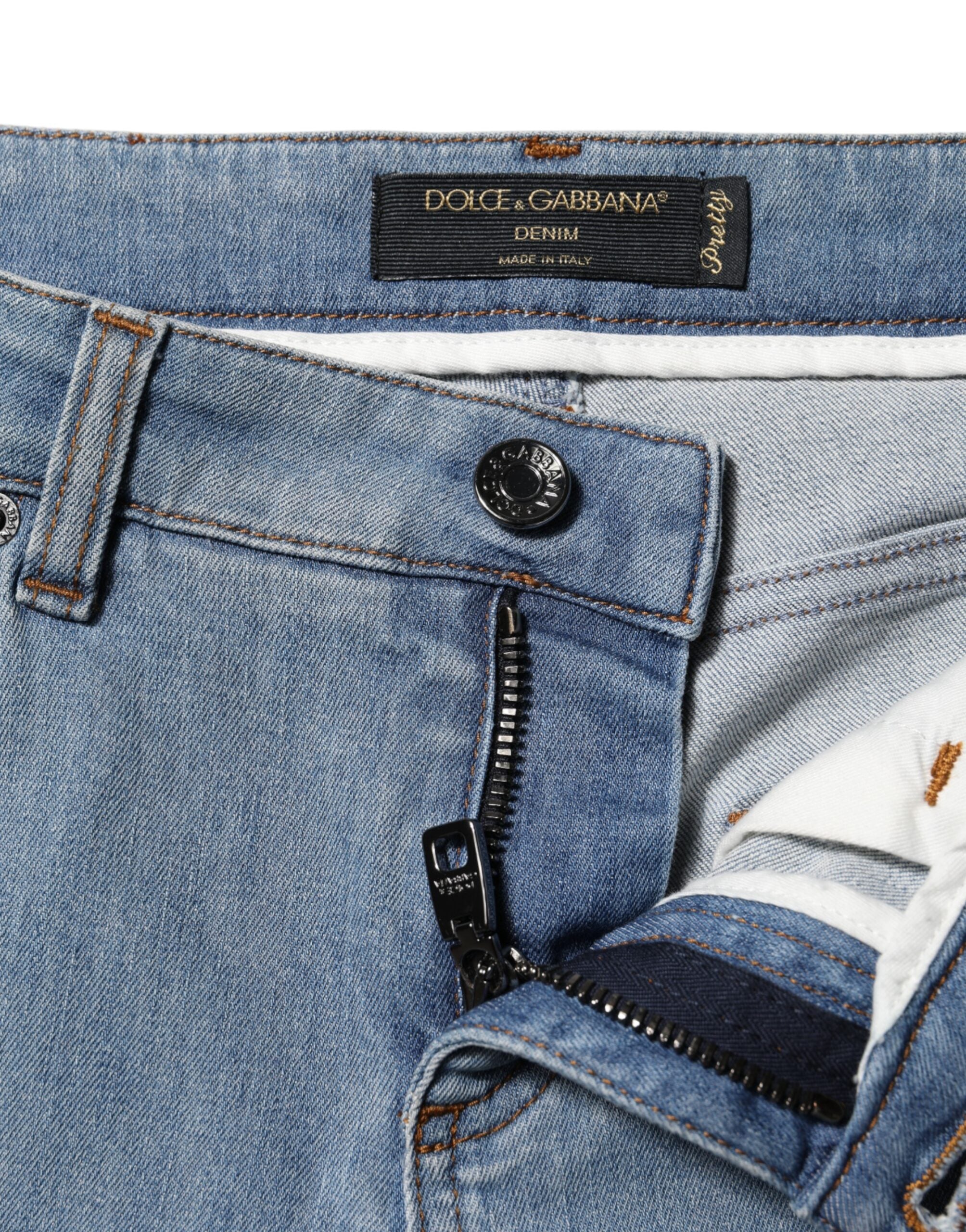 Dolce & Gabbana Blue Cotton PRETTY MidWaist Skinny Denim Women's Jeans