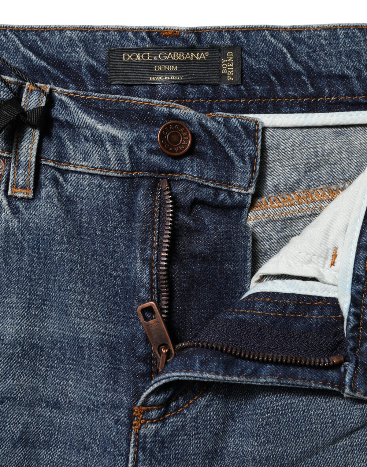 Dolce & Gabbana Blue Cotton Boyfriend Tattered Denim Women's Jeans