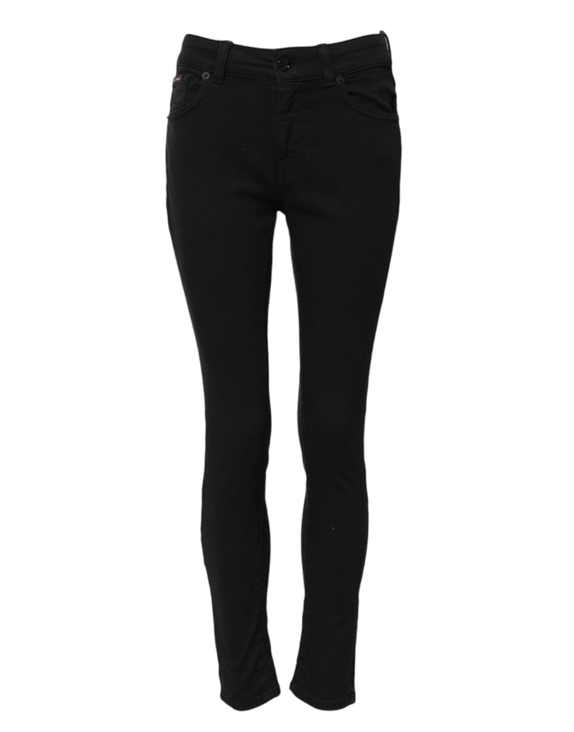 Dolce & Gabbana Black Cotton Skinny Mid Waist Denim Women's Jeans