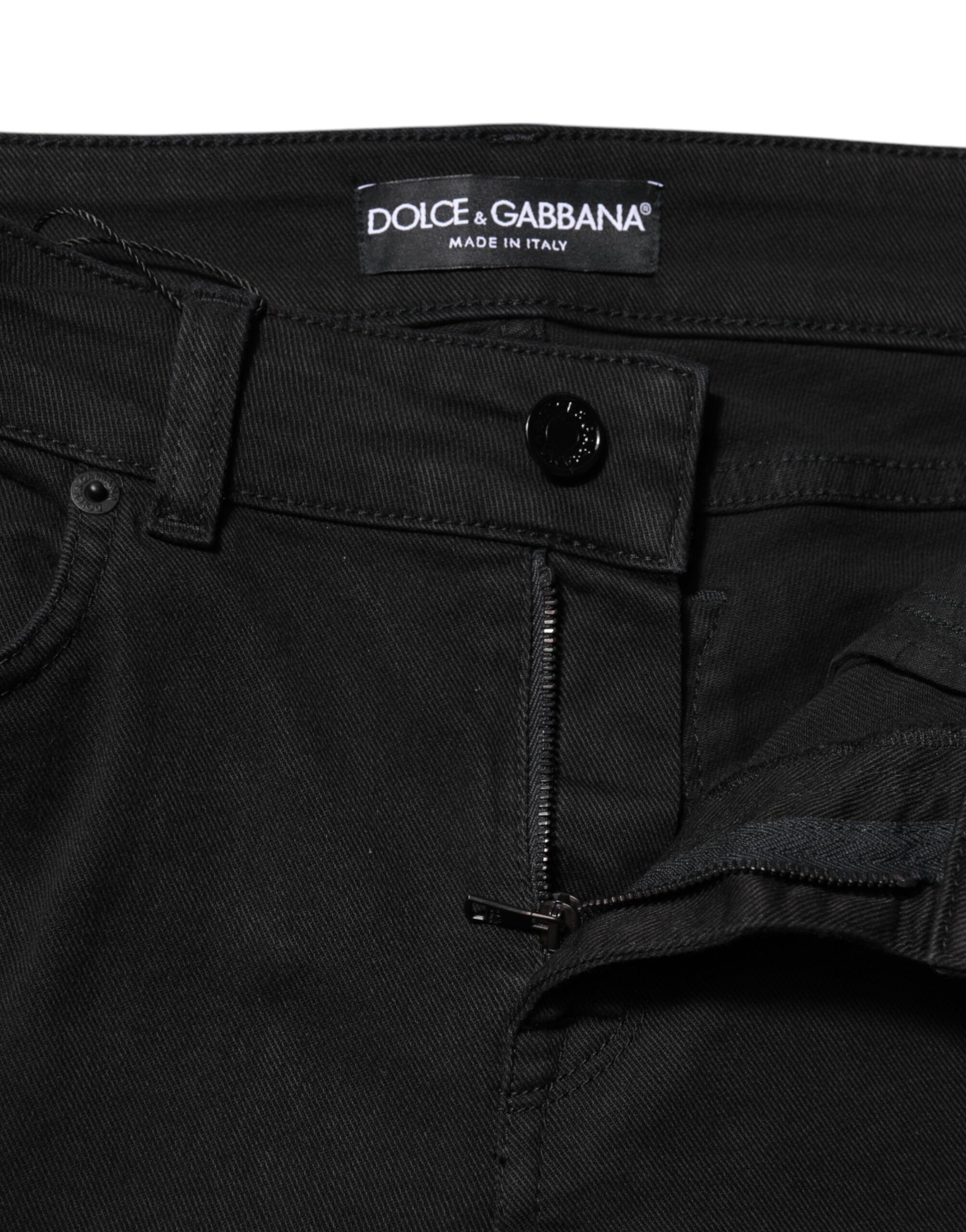 Dolce & Gabbana Black Cotton Skinny Mid Waist Denim Women's Jeans