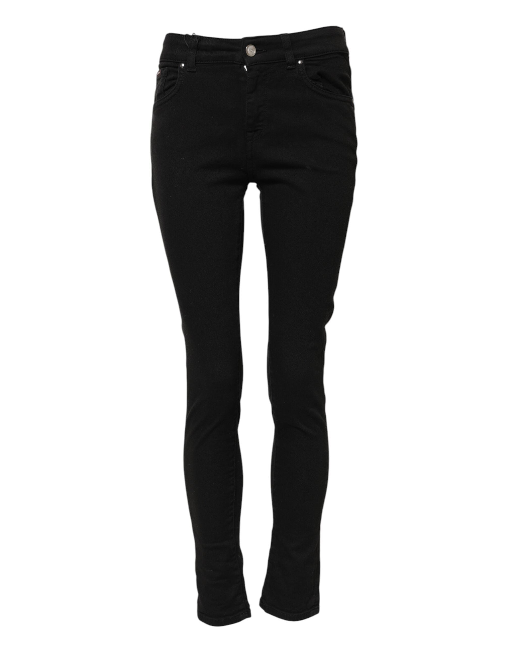 Dolce & Gabbana Black Cotton Skinny Mid Waist Denim Women's Jeans