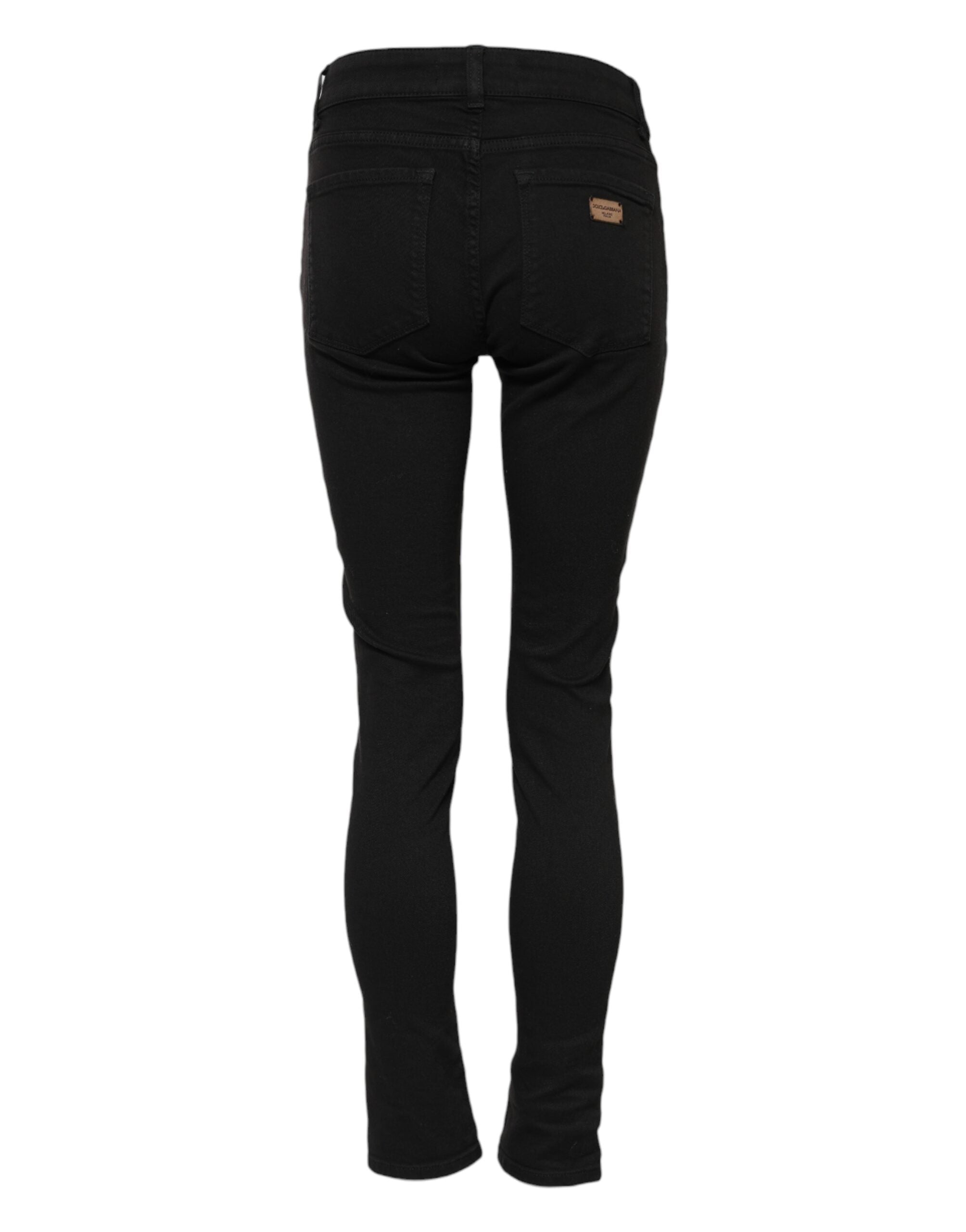 Dolce & Gabbana Black Cotton Skinny Mid Waist Denim Women's Jeans