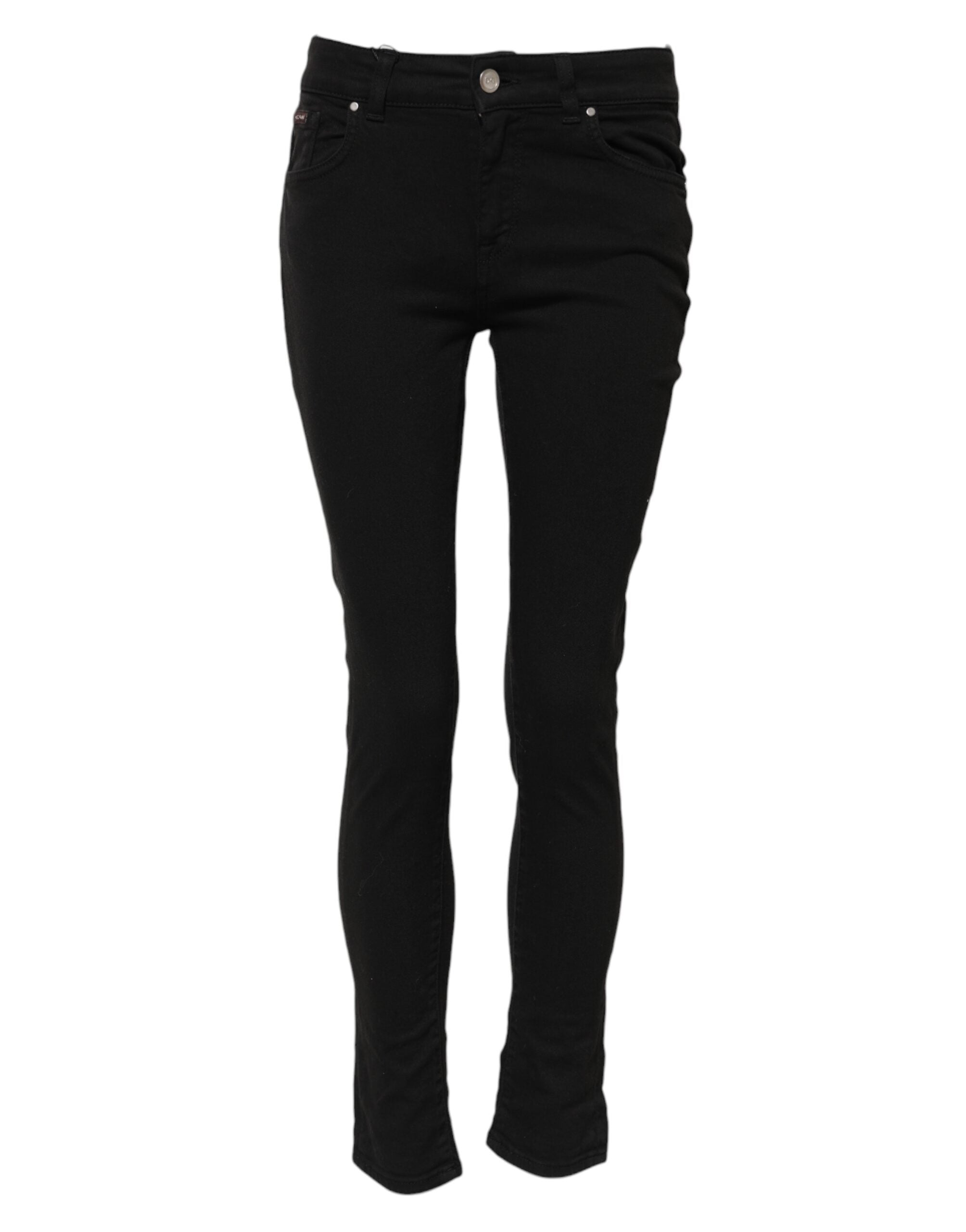 Dolce & Gabbana Black Cotton Skinny Mid Waist Denim Women's Jeans
