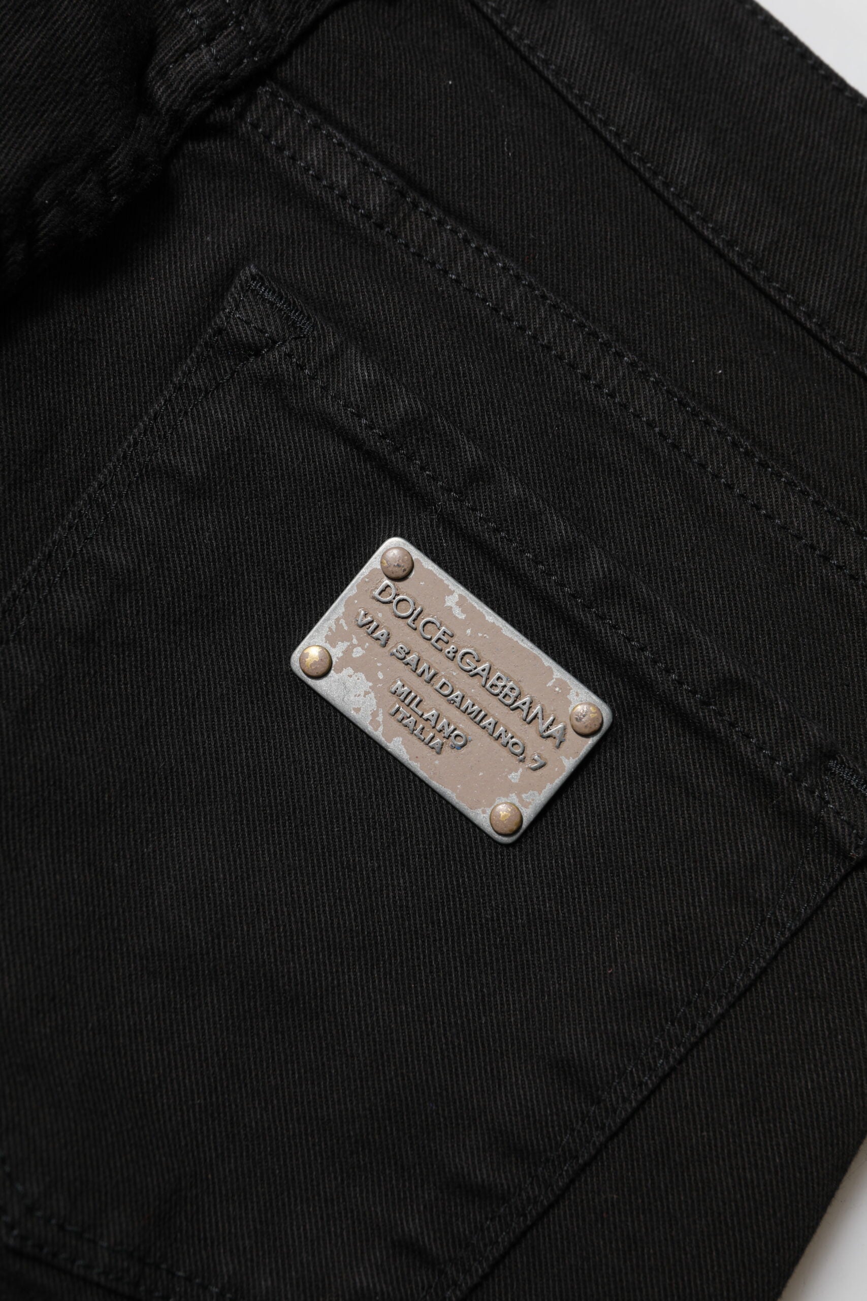 Dolce & Gabbana Black Cotton Logo Skinny Mid Waist Denim Women's Jeans