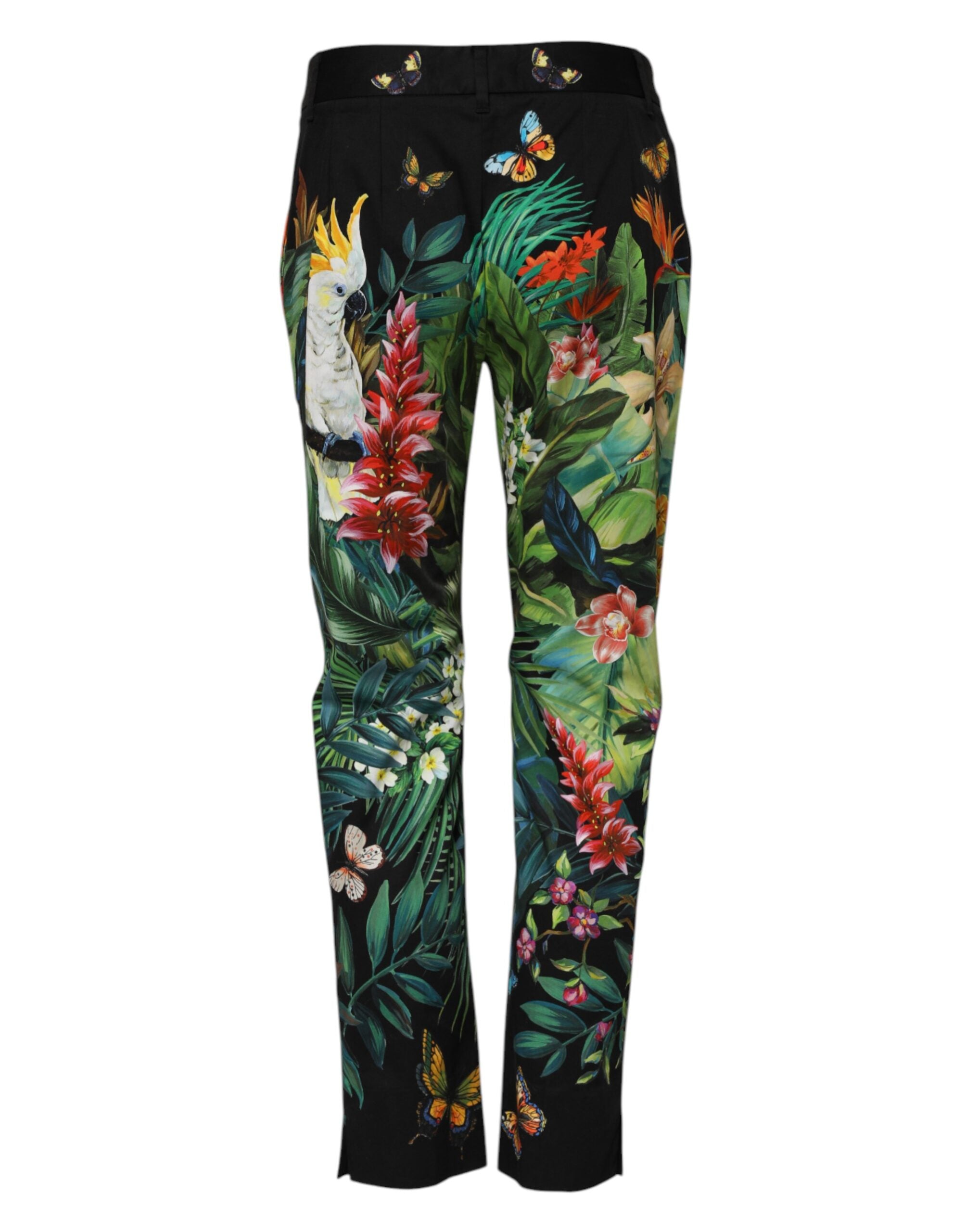 Dolce & Gabbana Black Cotton Tropical Mid Waist Women's Pants (Pre-Owned)