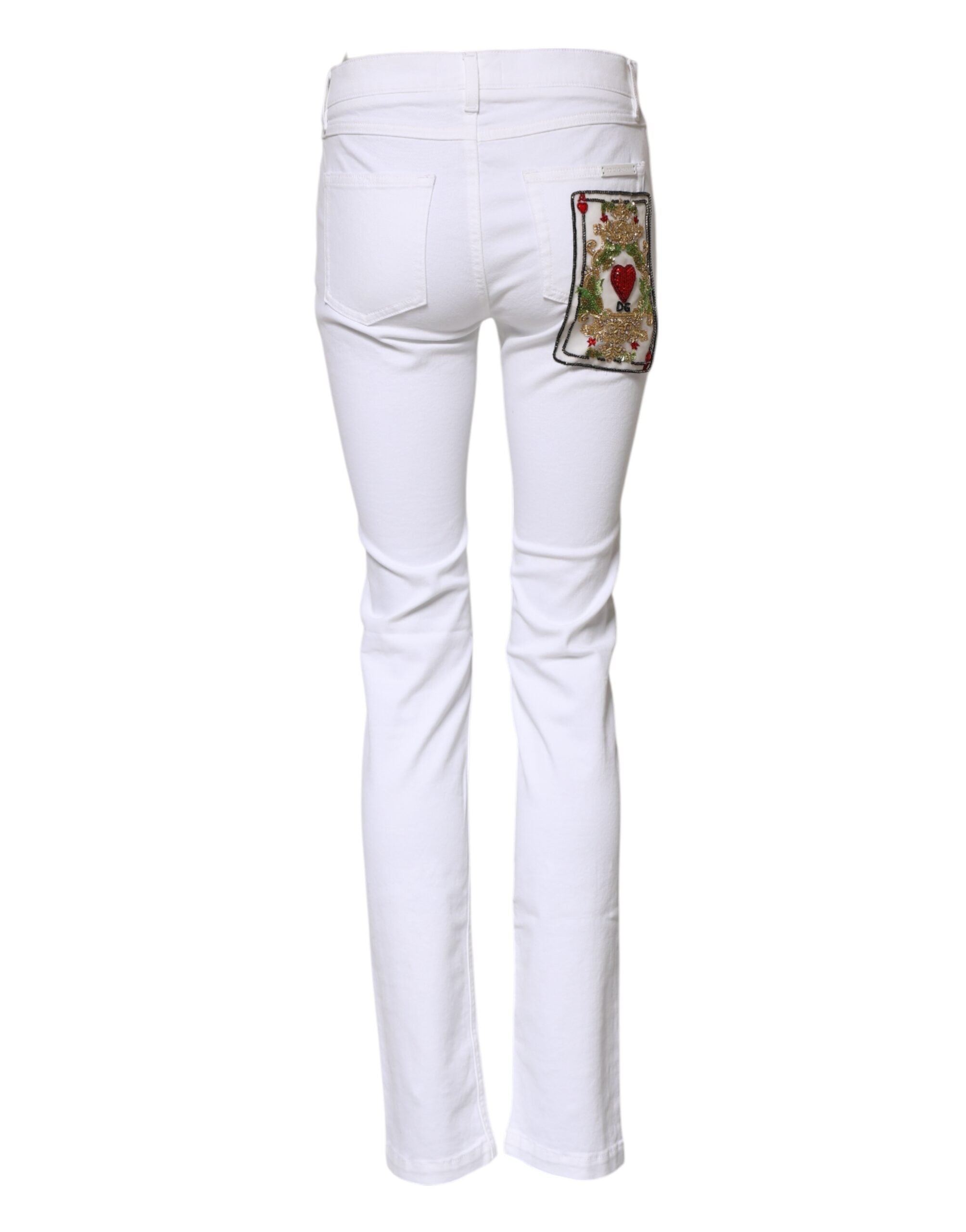 Dolce & Gabbana White GRACE Mid Waisted Skinny Denim Women's Jeans