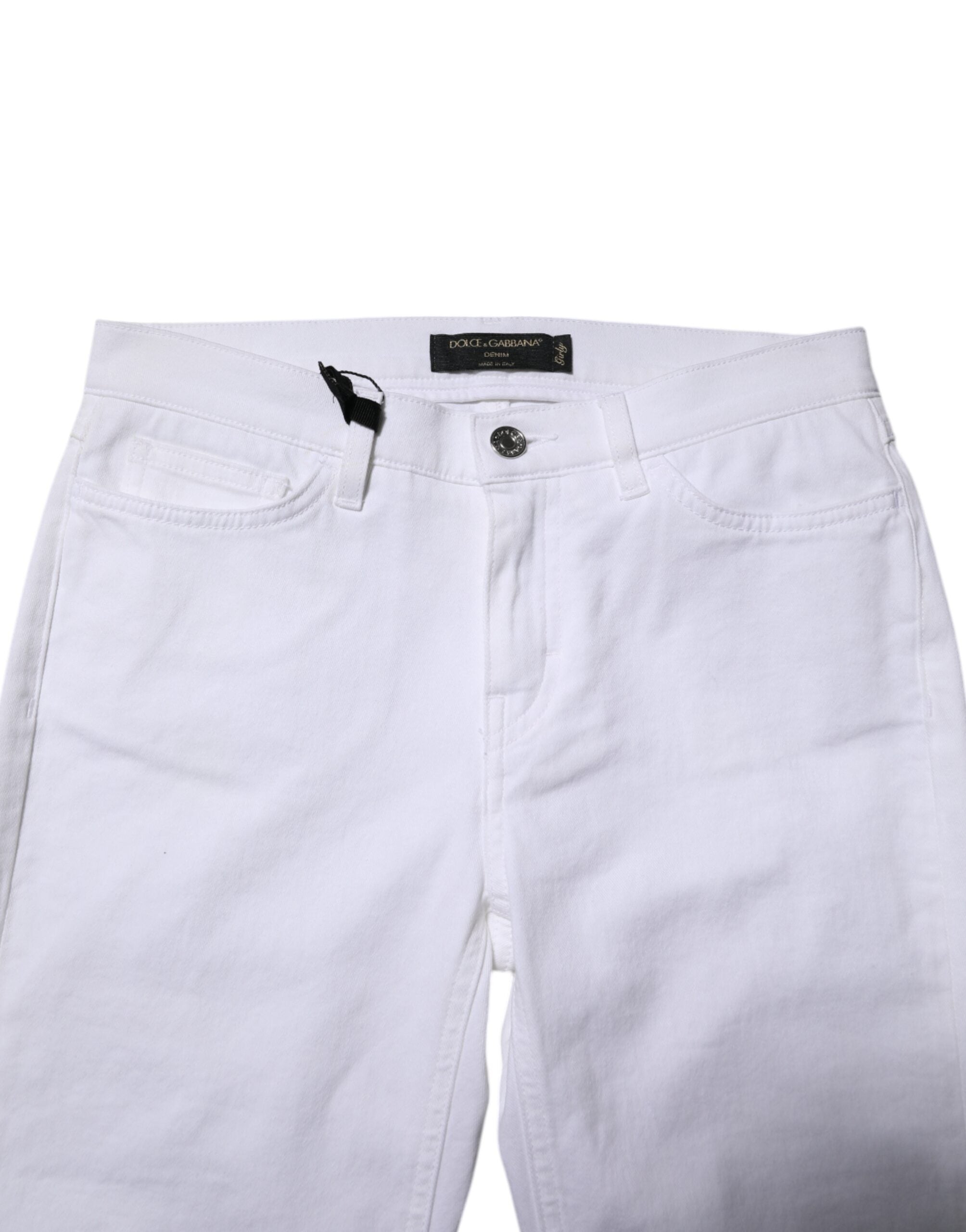 Dolce & Gabbana White GRACE Mid Waisted Skinny Denim Women's Jeans