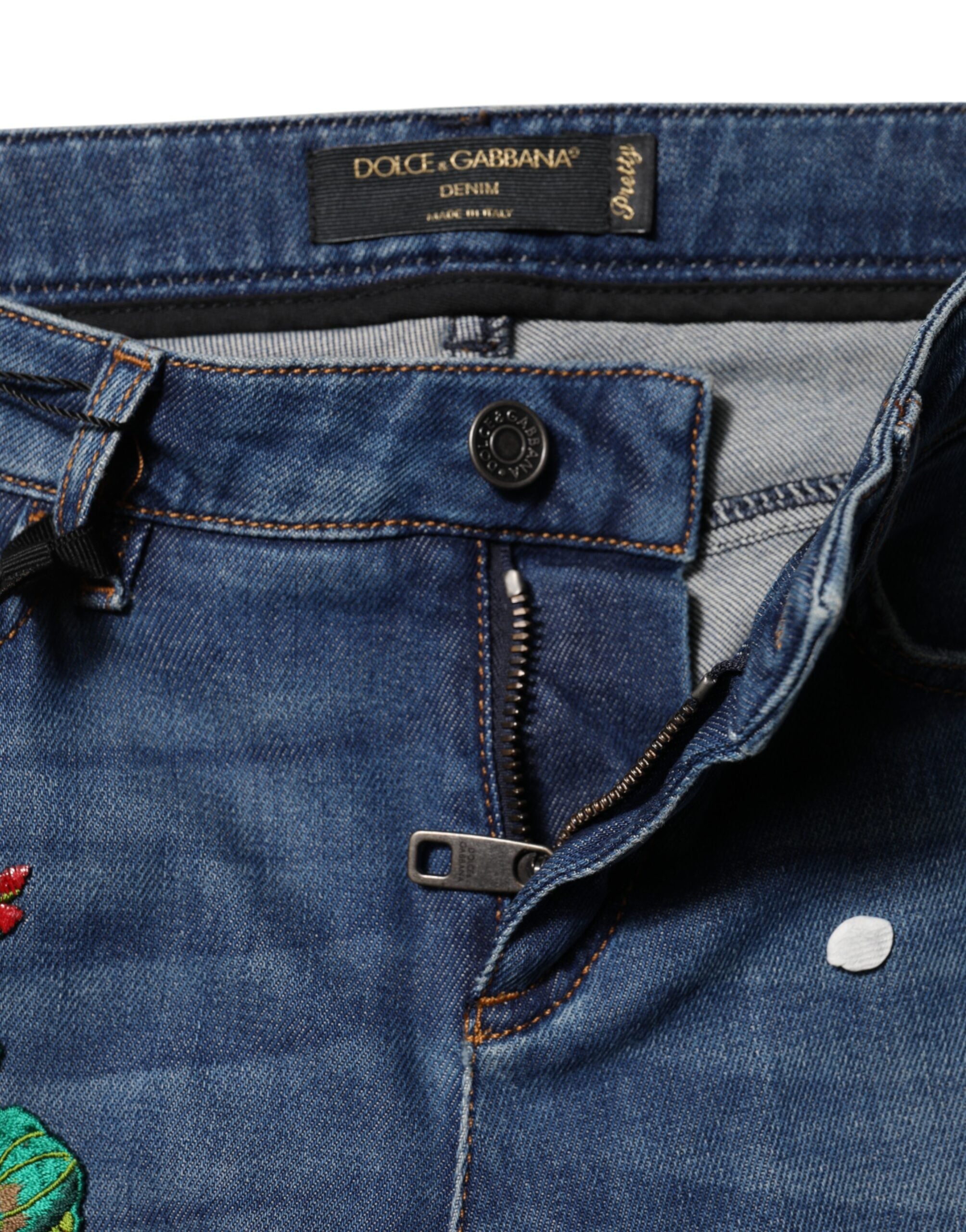 Dolce & Gabbana Blue Cotton Low Waist Skinny Denim Women's Jeans