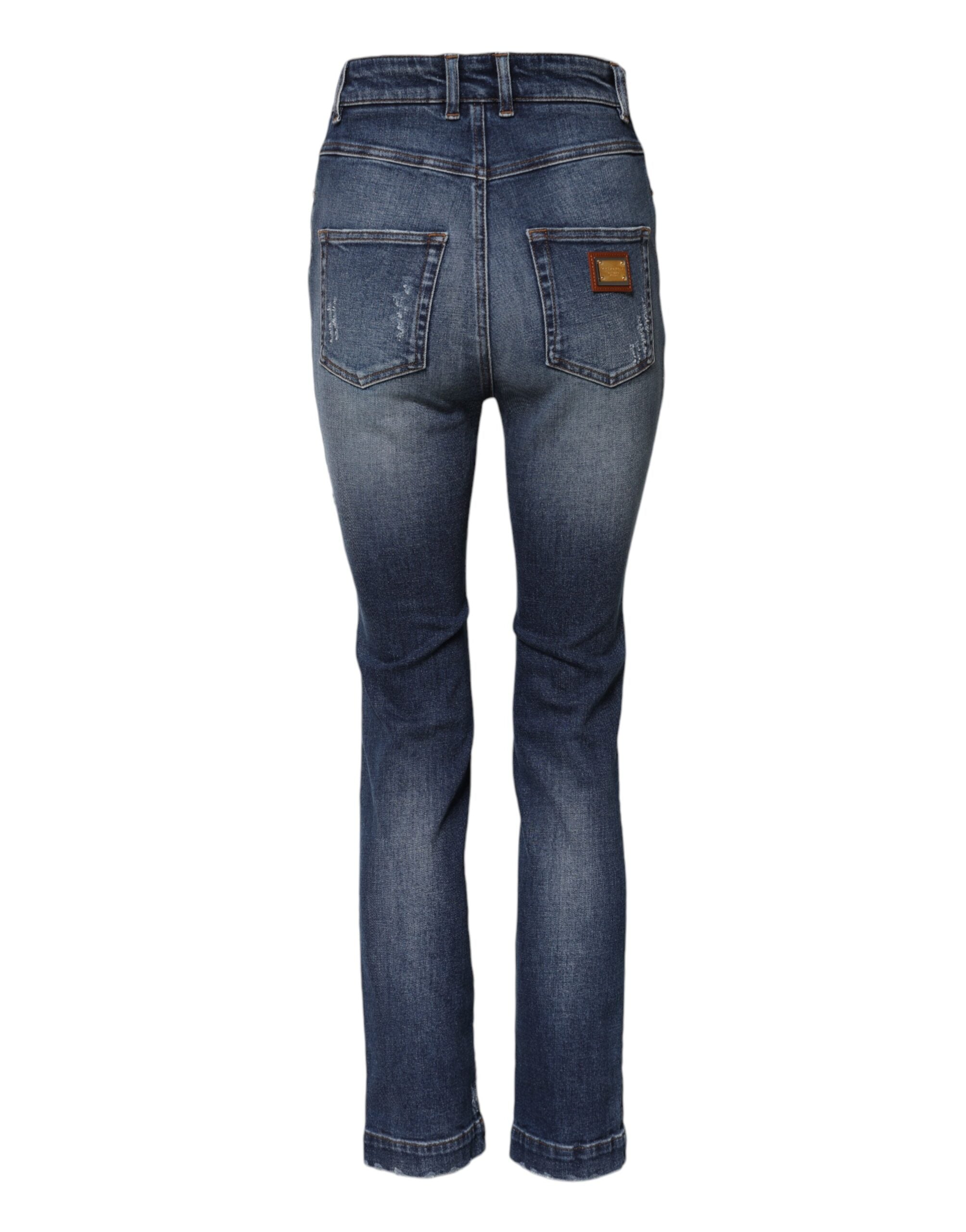 Dolce & Gabbana Blue Rhinestone Embellished Denim Women's Jeans