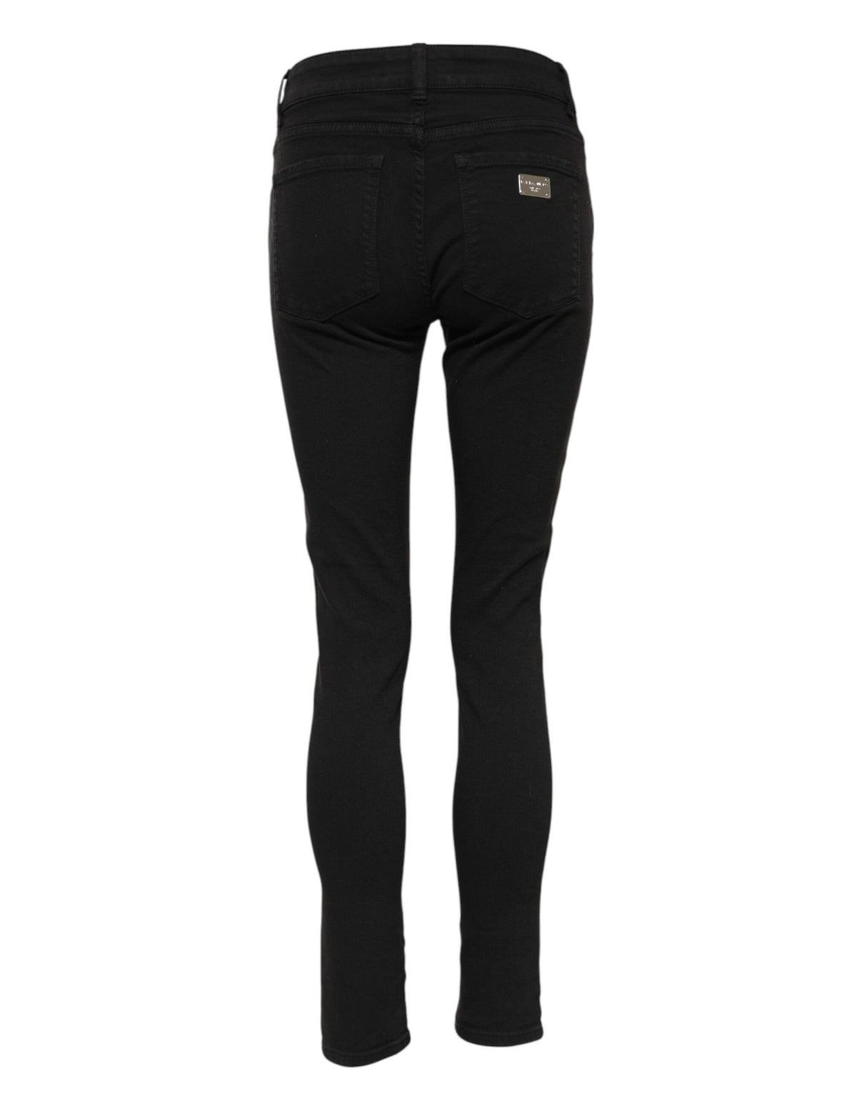 Dolce & Gabbana Black Cotton Logo Skinny Mid Waist Denim Women's Jeans