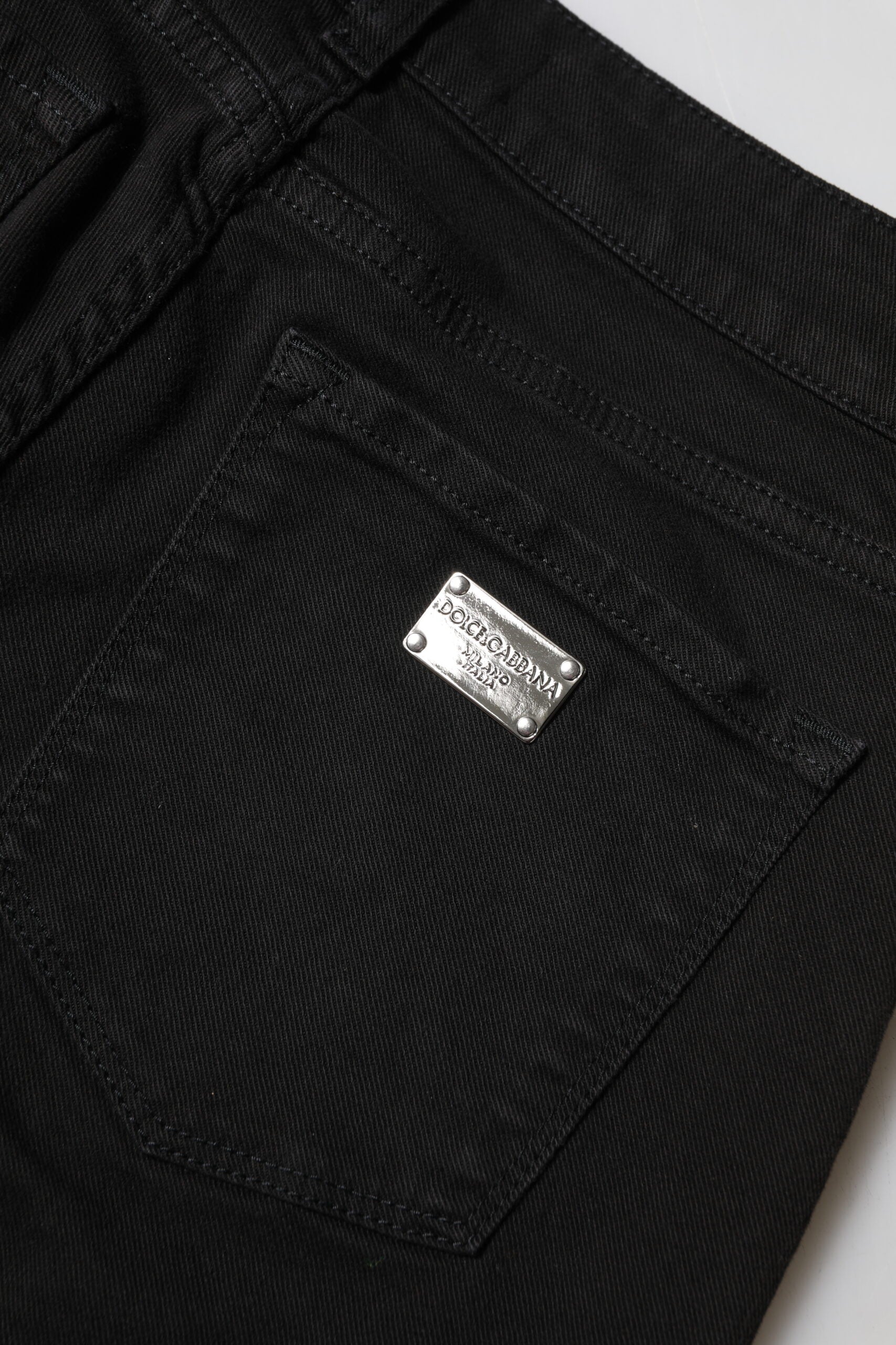 Dolce & Gabbana Black Cotton Logo Skinny Mid Waist Denim Women's Jeans