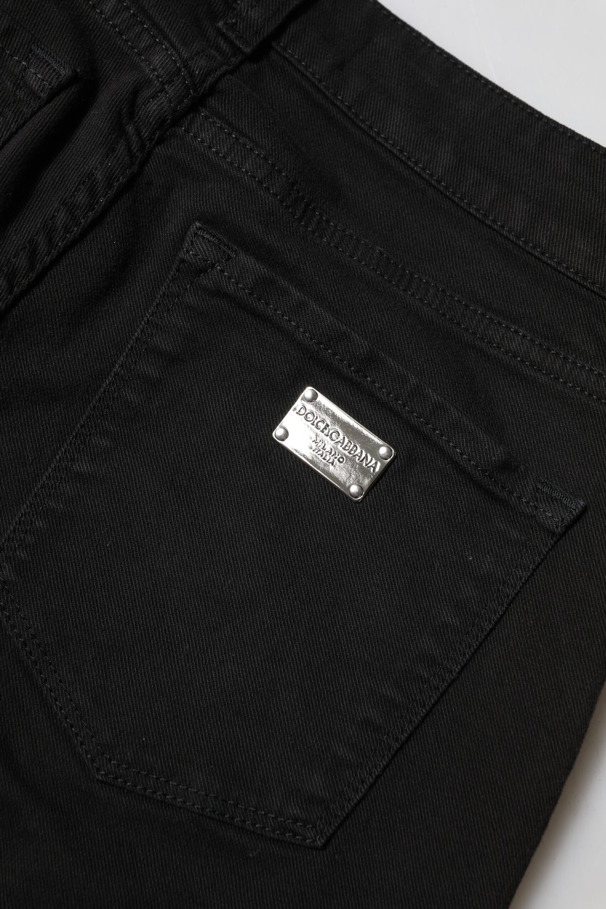 Dolce & Gabbana Black Cotton Logo Skinny Mid Waist Denim Women's Jeans